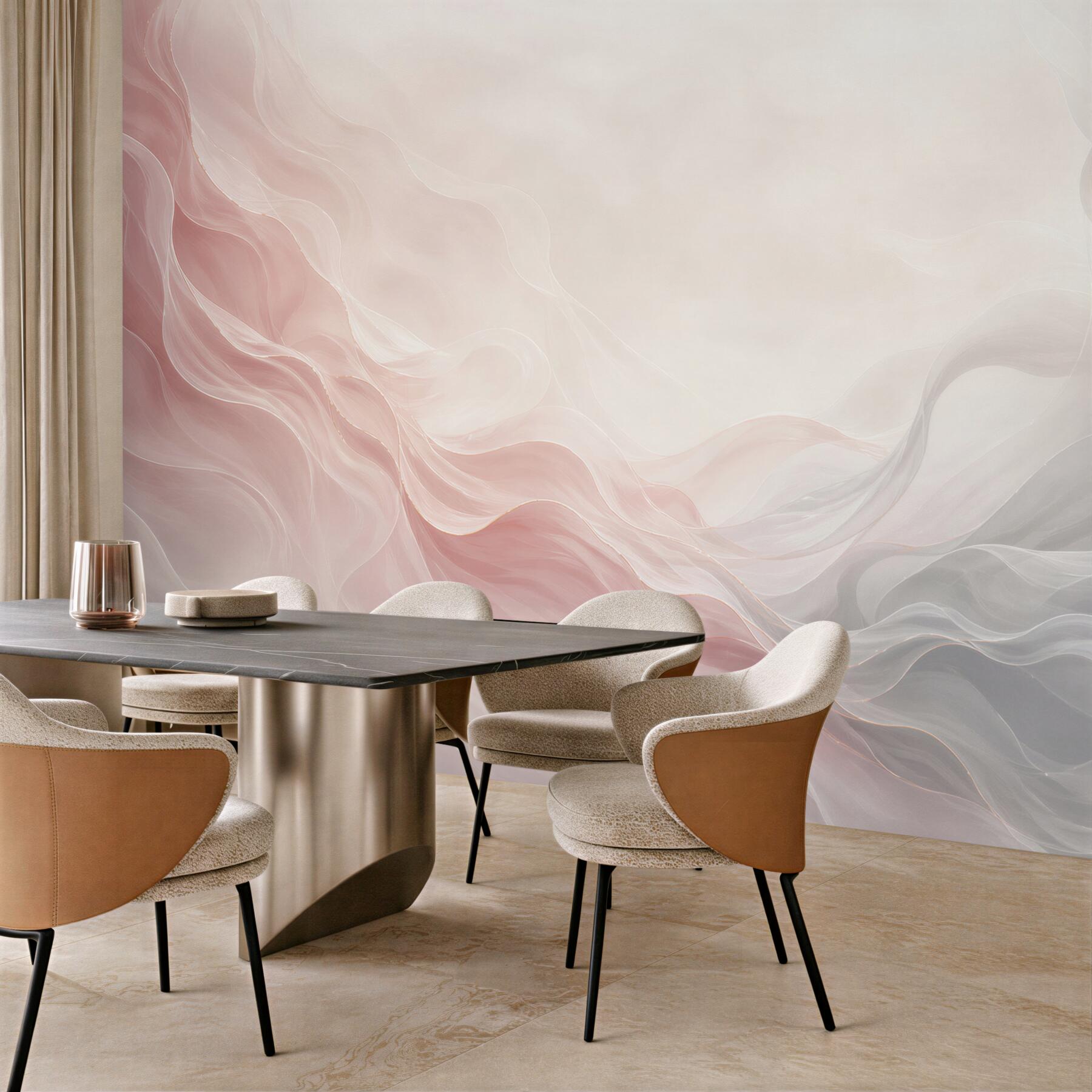 Fototapeta abstrakcyjne pastelowe fale różowo szare eleganckie
