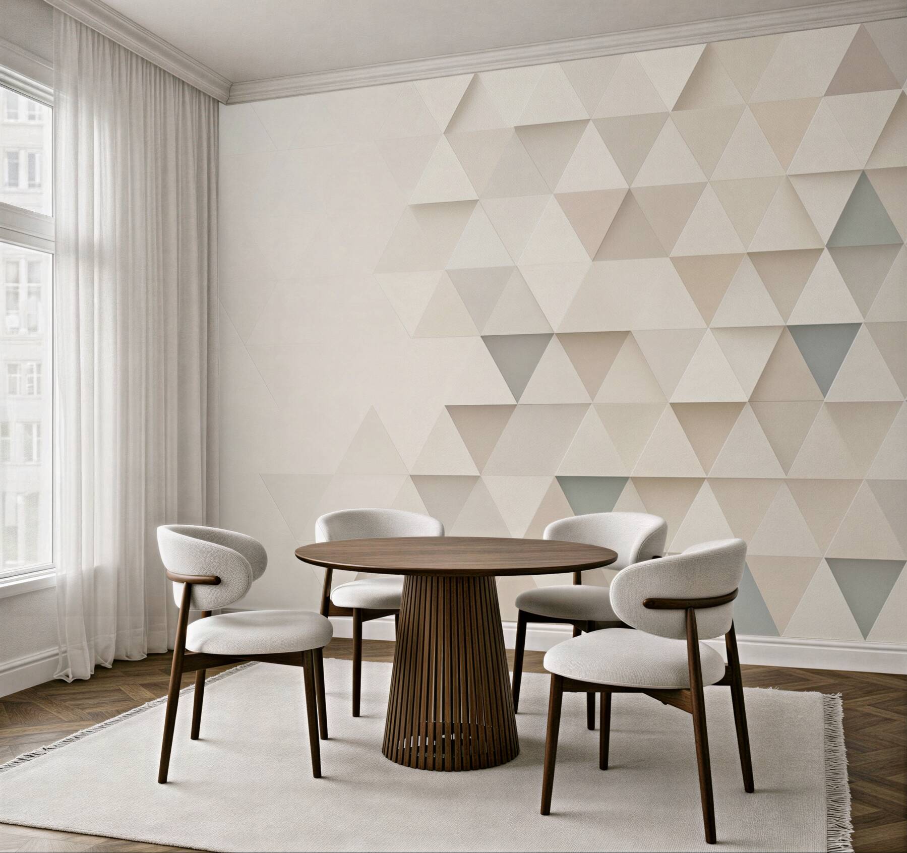 Fototapeta geometryczne trójkąty beżowe nowoczesny efekt 3D