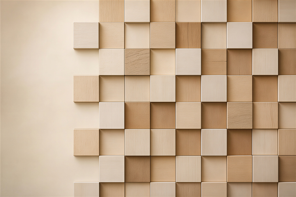 Fototapeta geometryczne panele 3D beżowe nowoczesna dekoracja ścienna