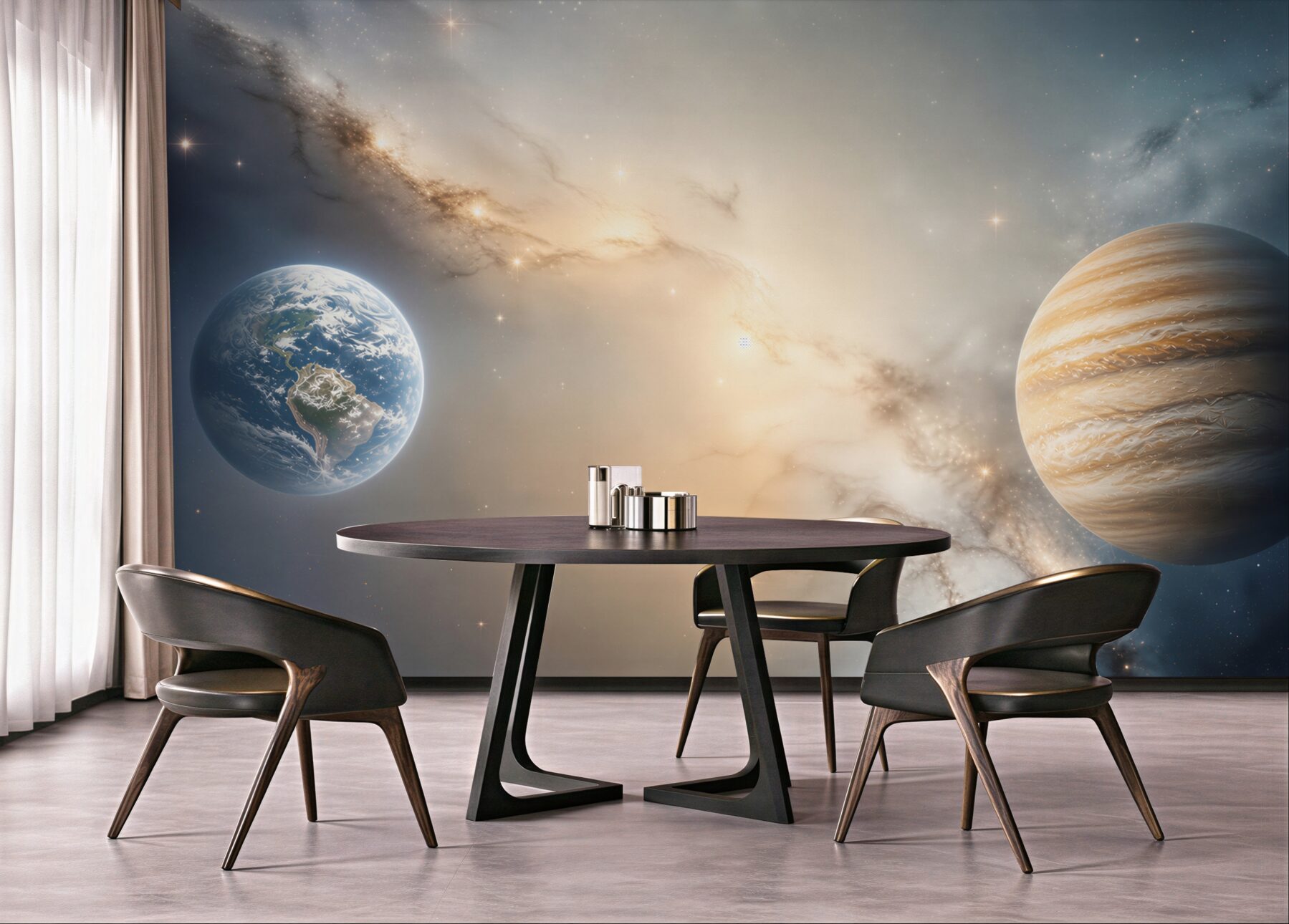 Fototapeta planety w kosmosie z galaktyką do pokoju dziecka