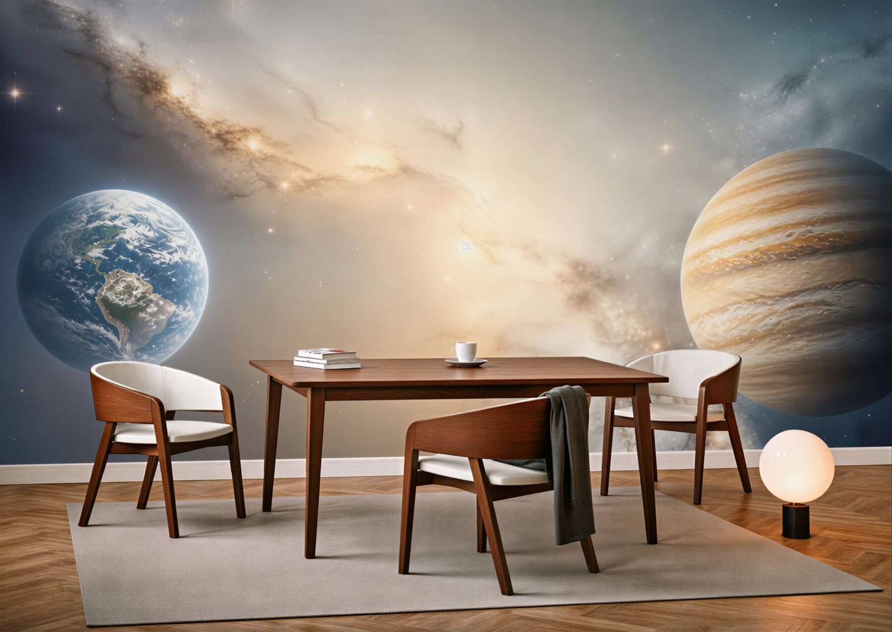 Fototapeta planety w kosmosie z galaktyką do pokoju dziecka