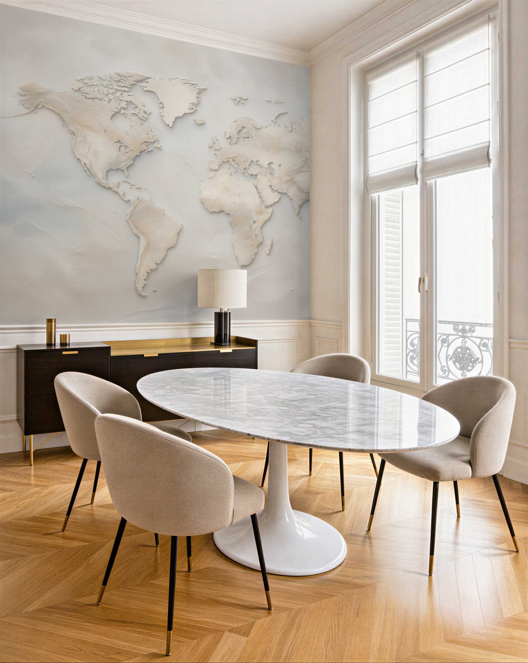 Fototapeta mapa świata beżowa 3D elegancka do biura i salonu