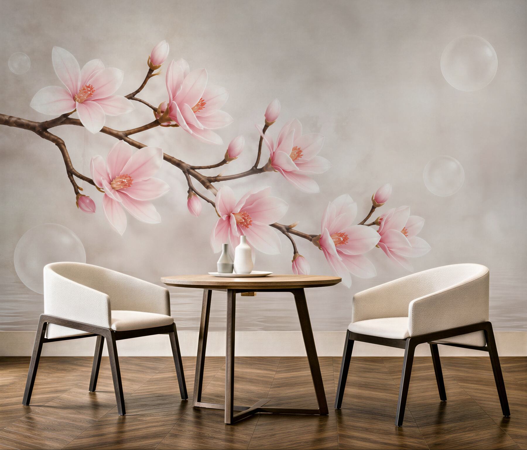 Fototapeta różowa magnolia na gałęzi delikatna kwiatowa do sypialni