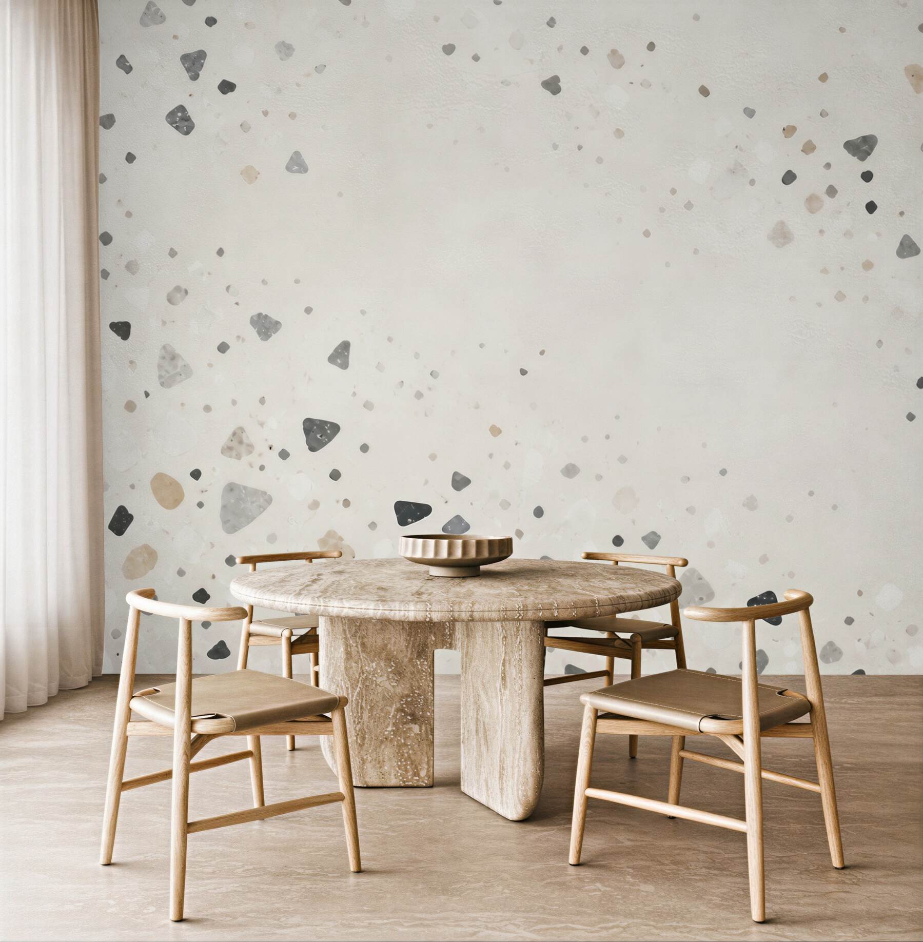 Fototapeta terrazzo jasne beżowo szare w minimalistycznym stylu