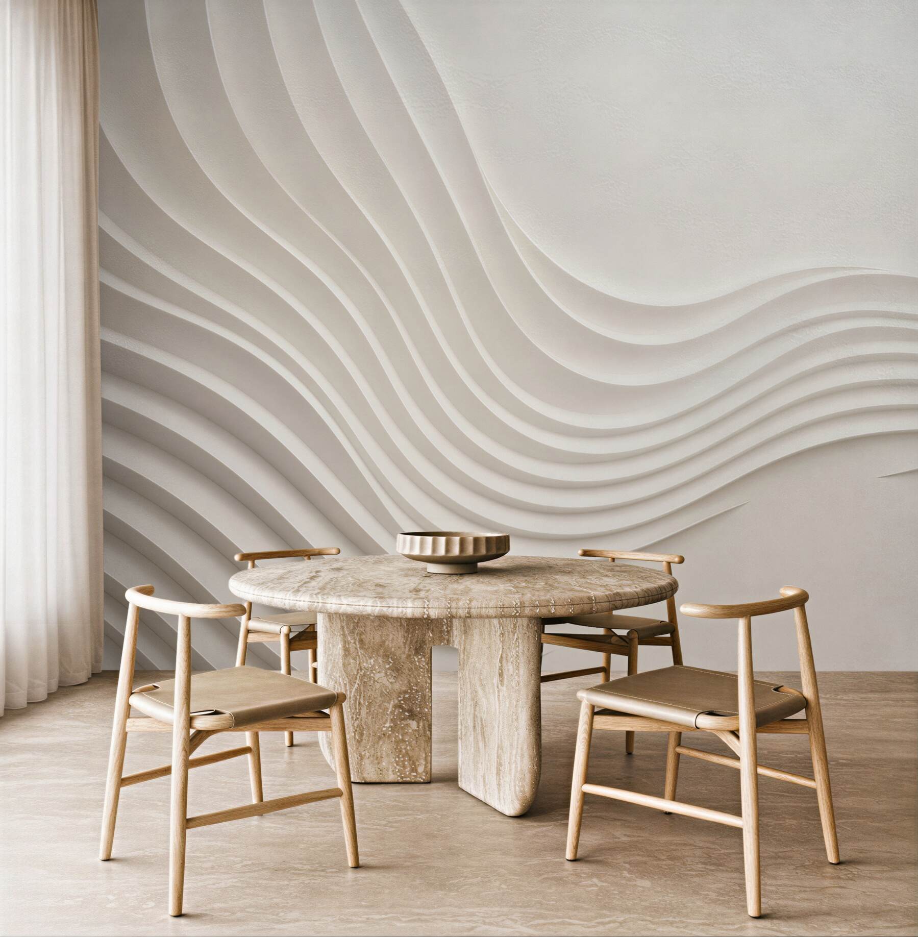 Fototapeta abstrakcyjne fale 3D beżowe minimalistyczne