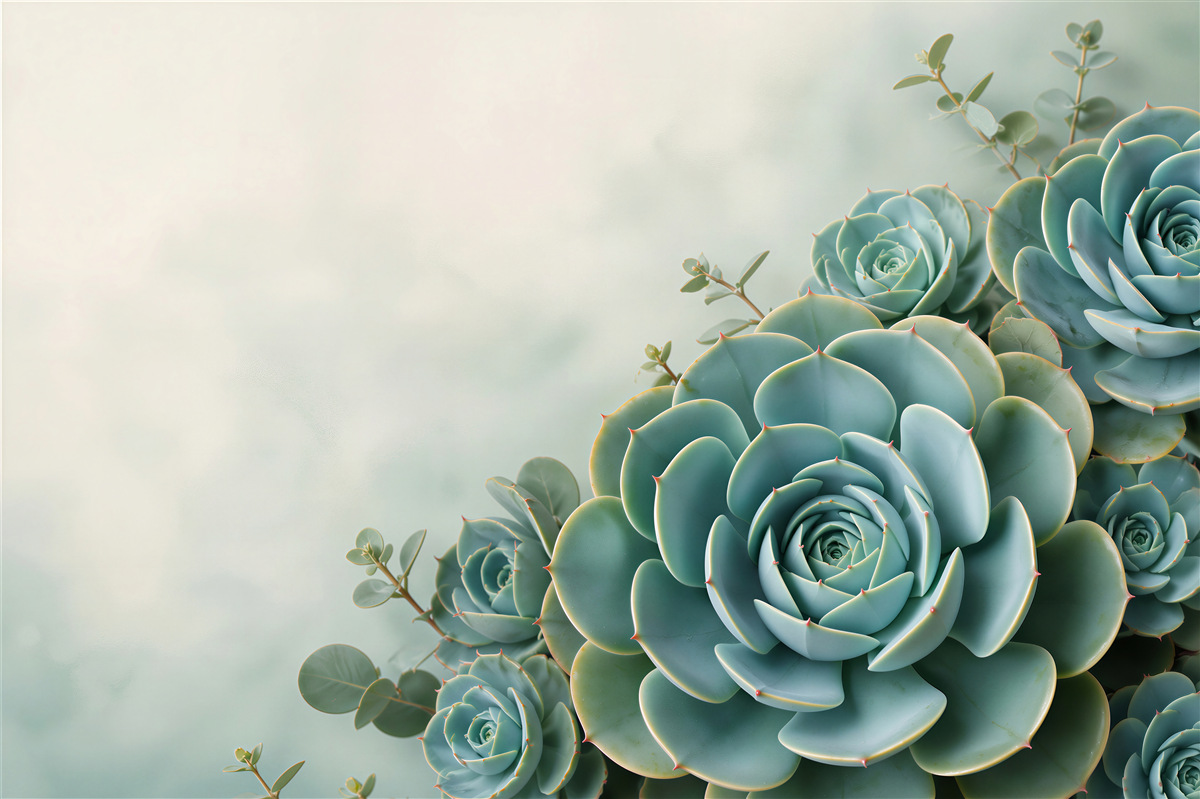 Fototapeta sukulenty echeveria miętowe na jasnym tle botaniczna