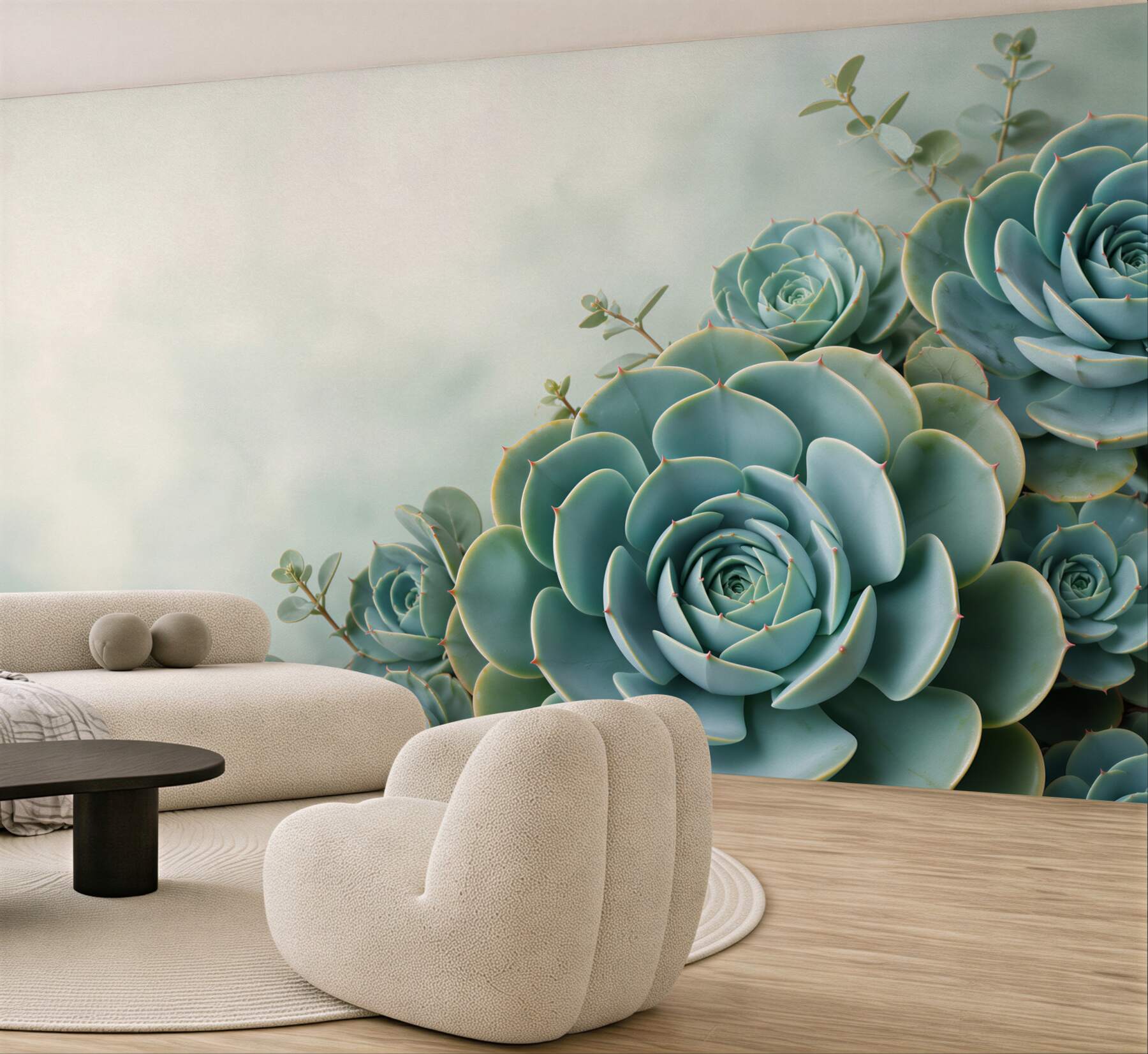Fototapeta sukulenty echeveria miętowe na jasnym tle botaniczna