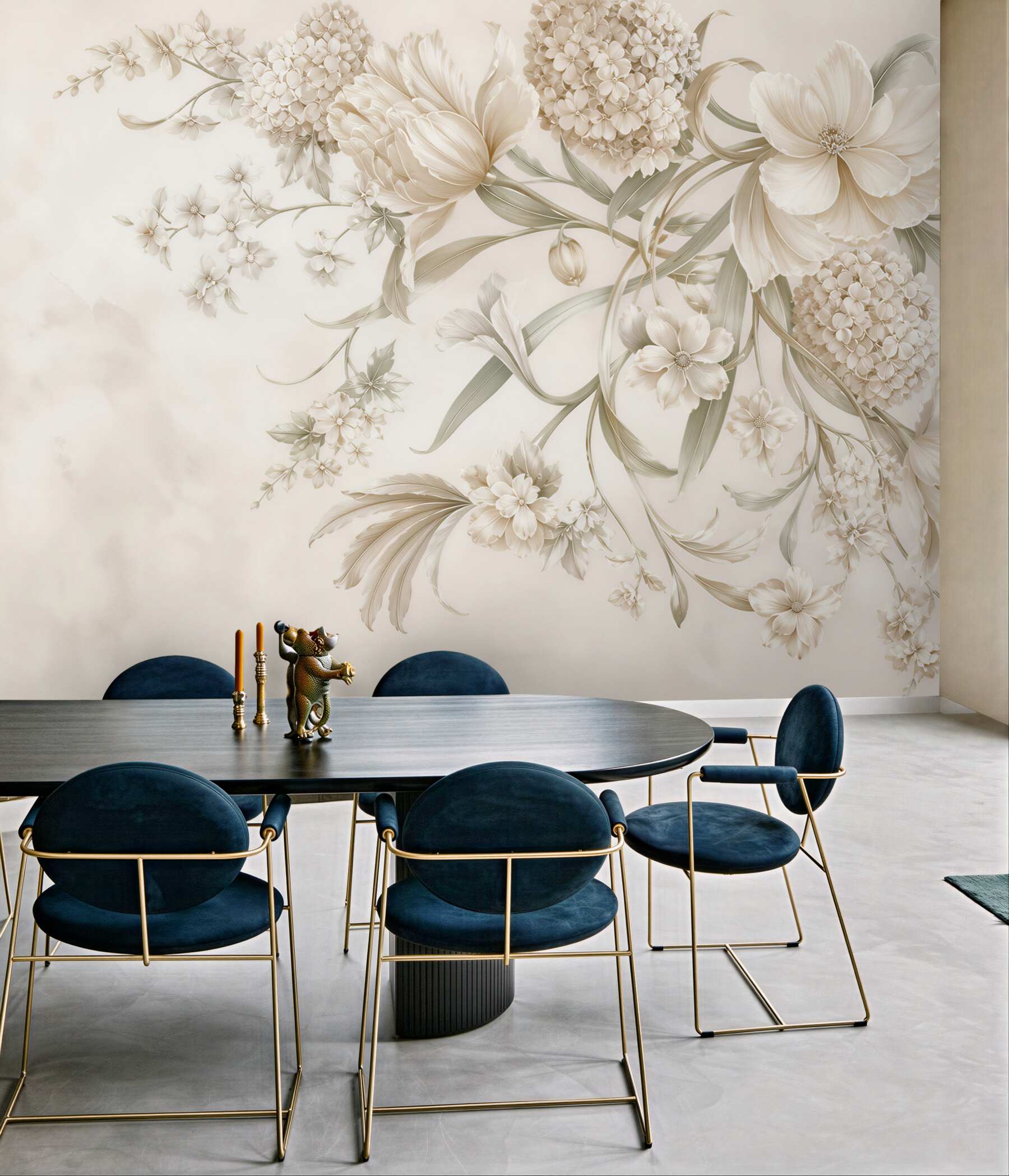 Fototapeta kremowe kwiaty 3D elegancka kompozycja floralna do salonu