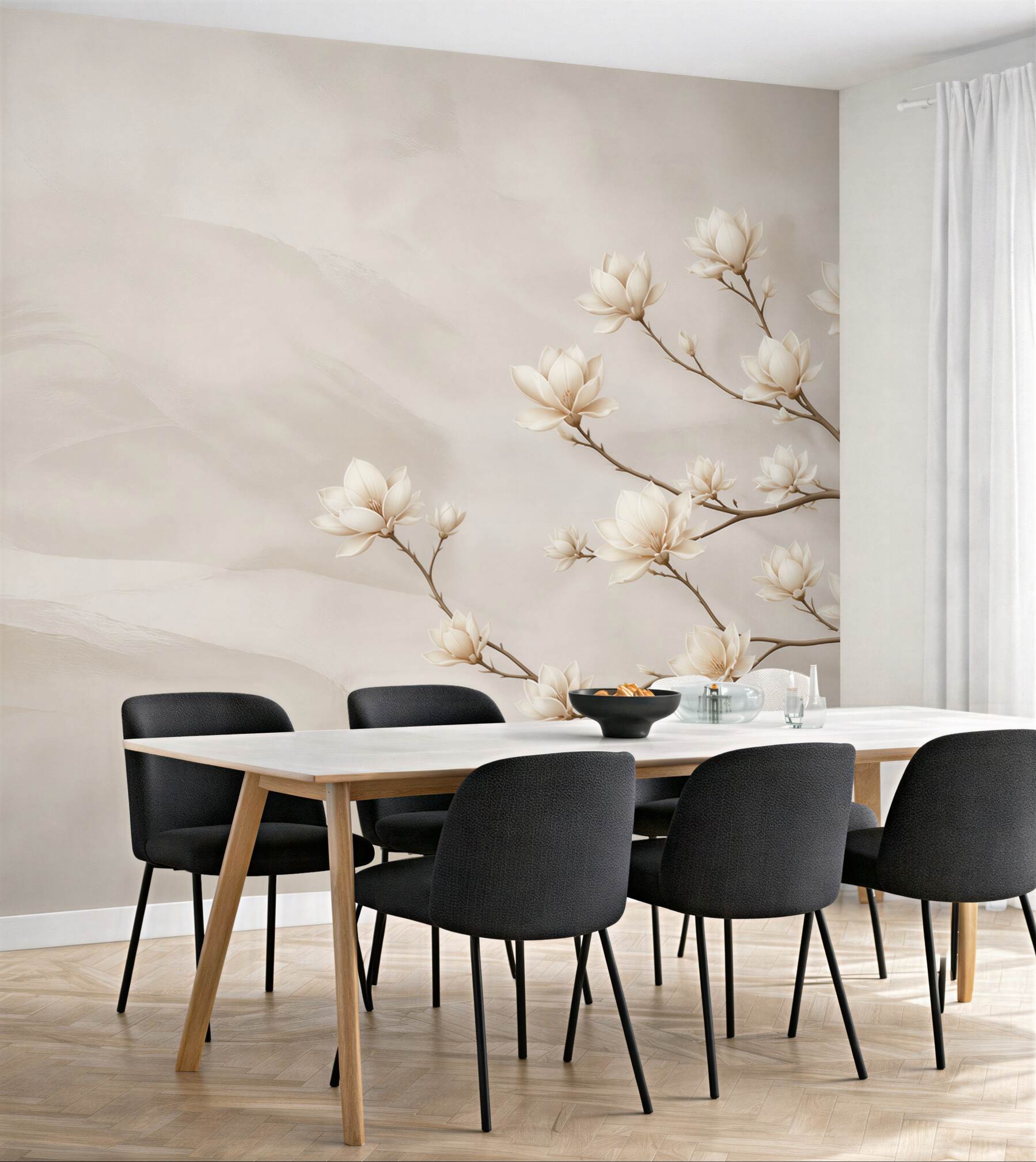 Fototapeta kwitnąca magnolia beżowa subtelna do eleganckiego wnętrza
