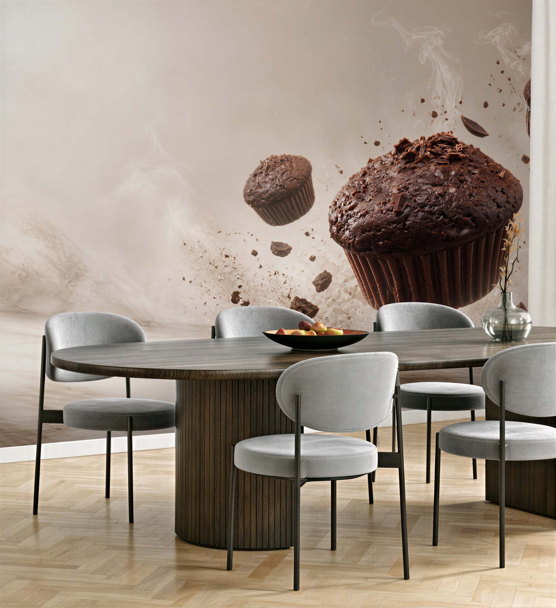 Fototapeta czekoladowe muffiny dynamiczne do kuchni lub kawiarni