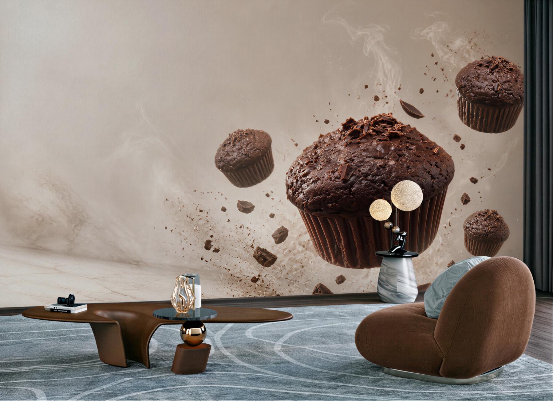 Fototapeta czekoladowe muffiny dynamiczne do kuchni lub kawiarni