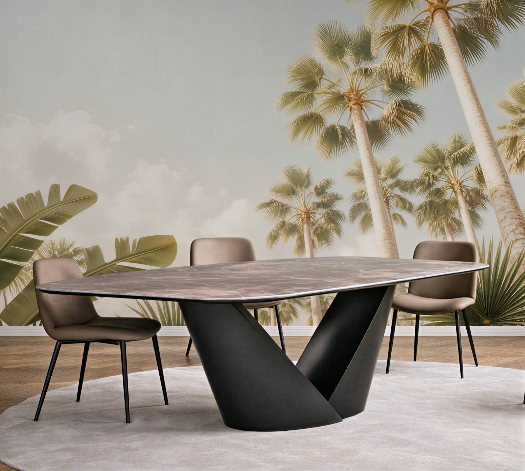 Fototapeta palmy tropikalne na tle nieba beżowa egzotyczna