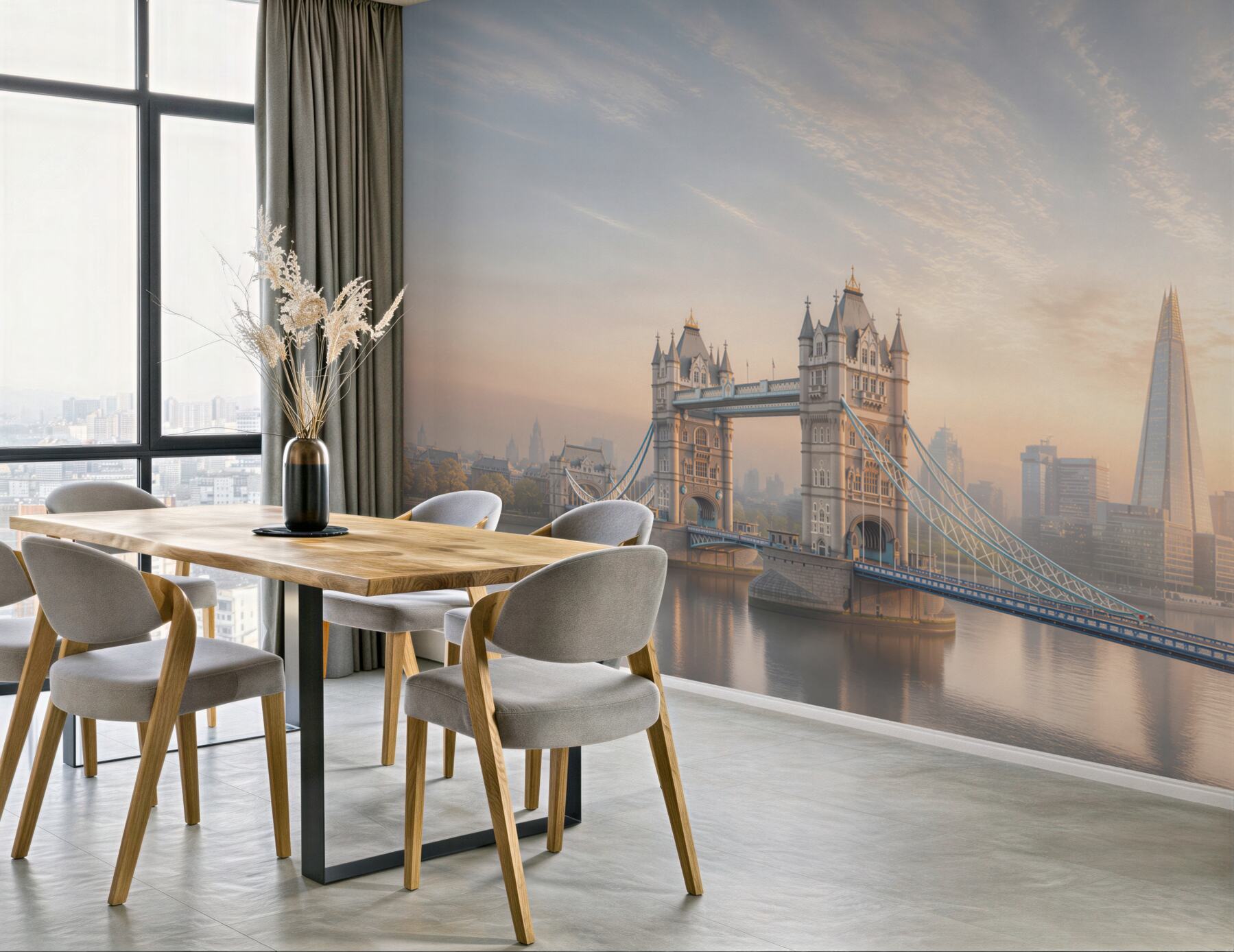 Fototapeta Tower Bridge w Londynie o wschodzie słońca panoramiczna miejska