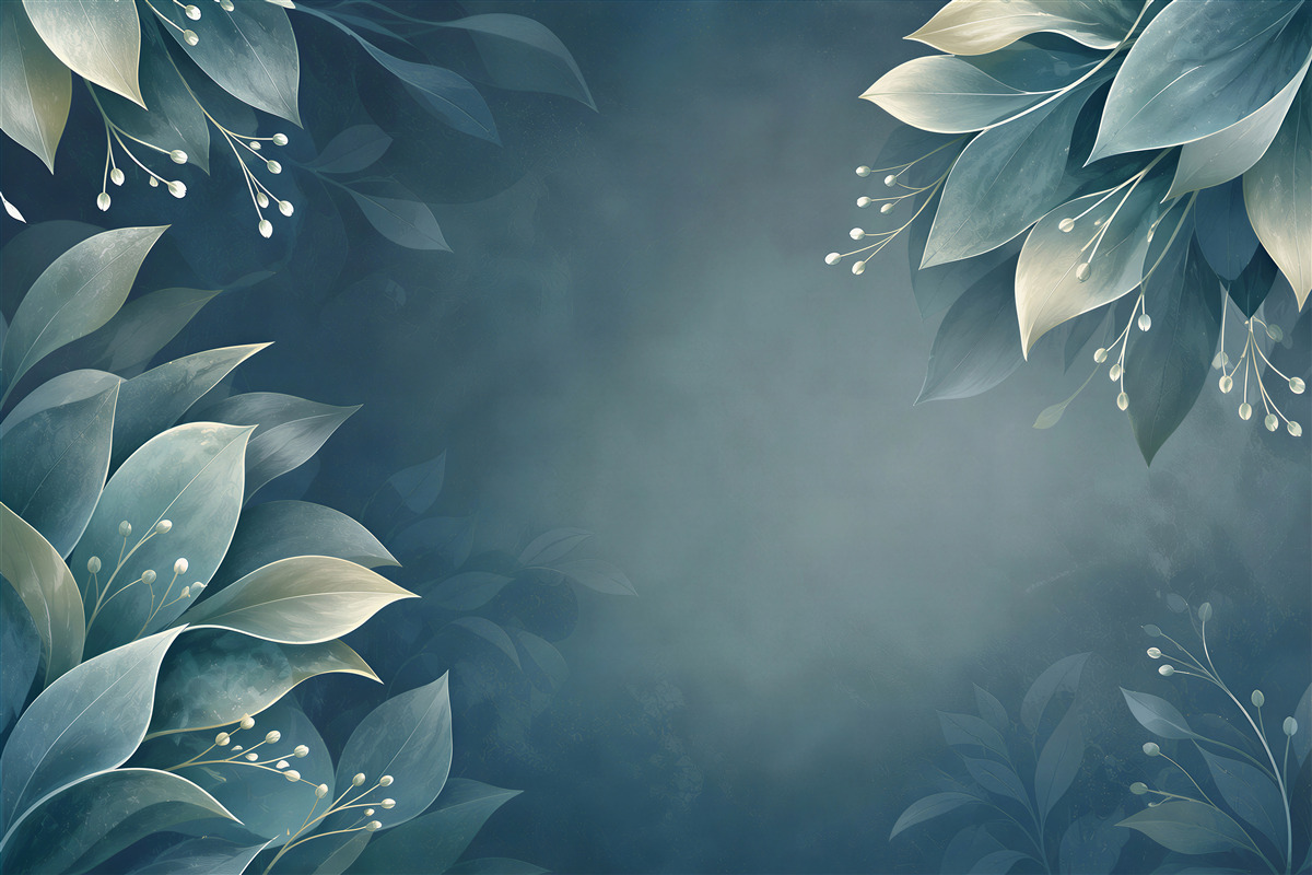 Fototapeta niebieskie liście botaniczne na ciemnym tle nowoczesna