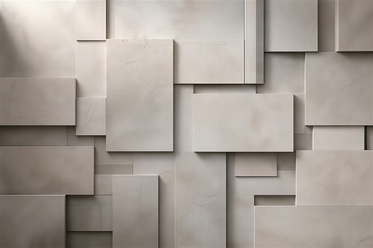 Fototapeta geometryczne panele 3D beżowe nowoczesna abstrakcja do salonu