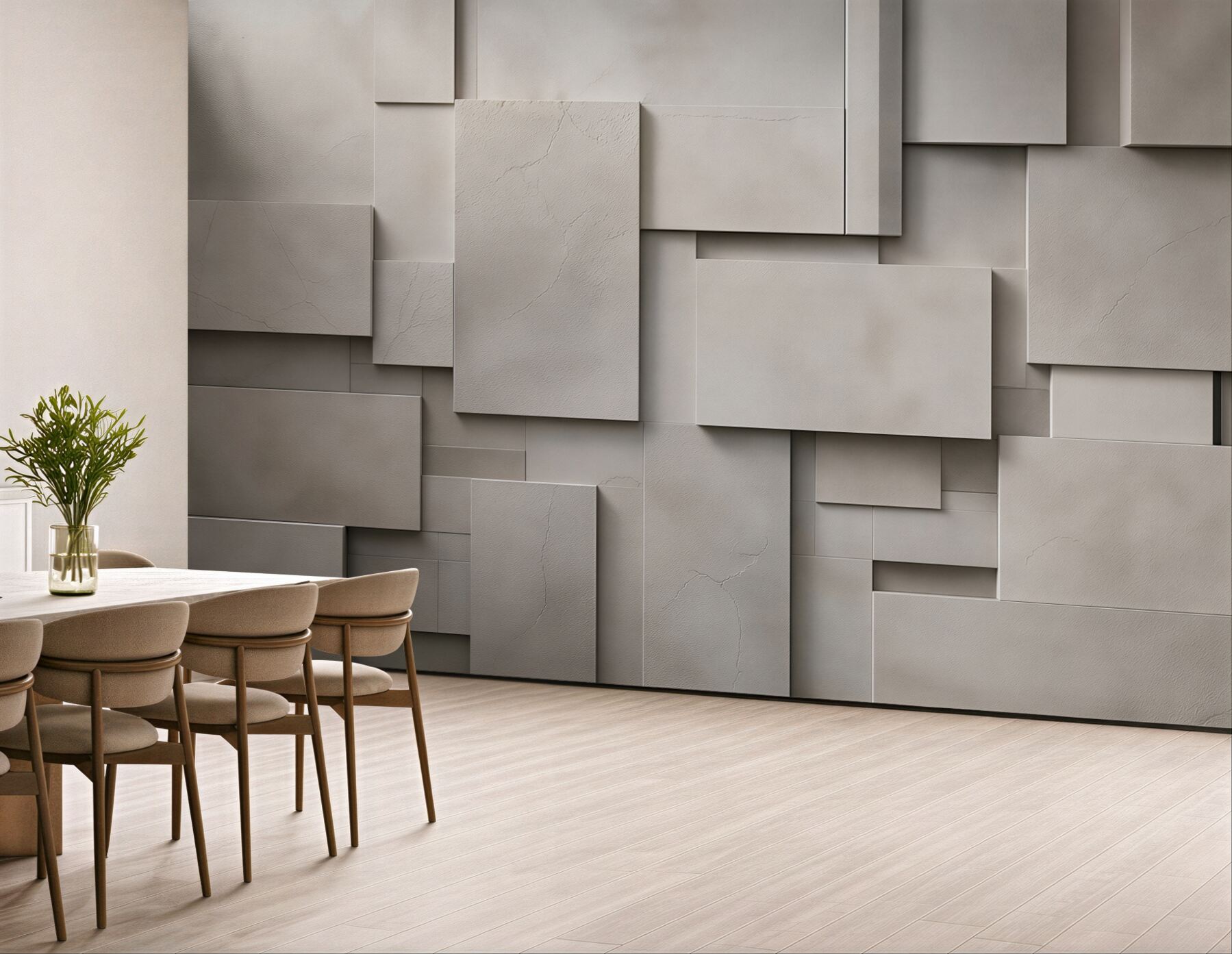 Fototapeta geometryczne panele 3D beżowe nowoczesna abstrakcja do salonu