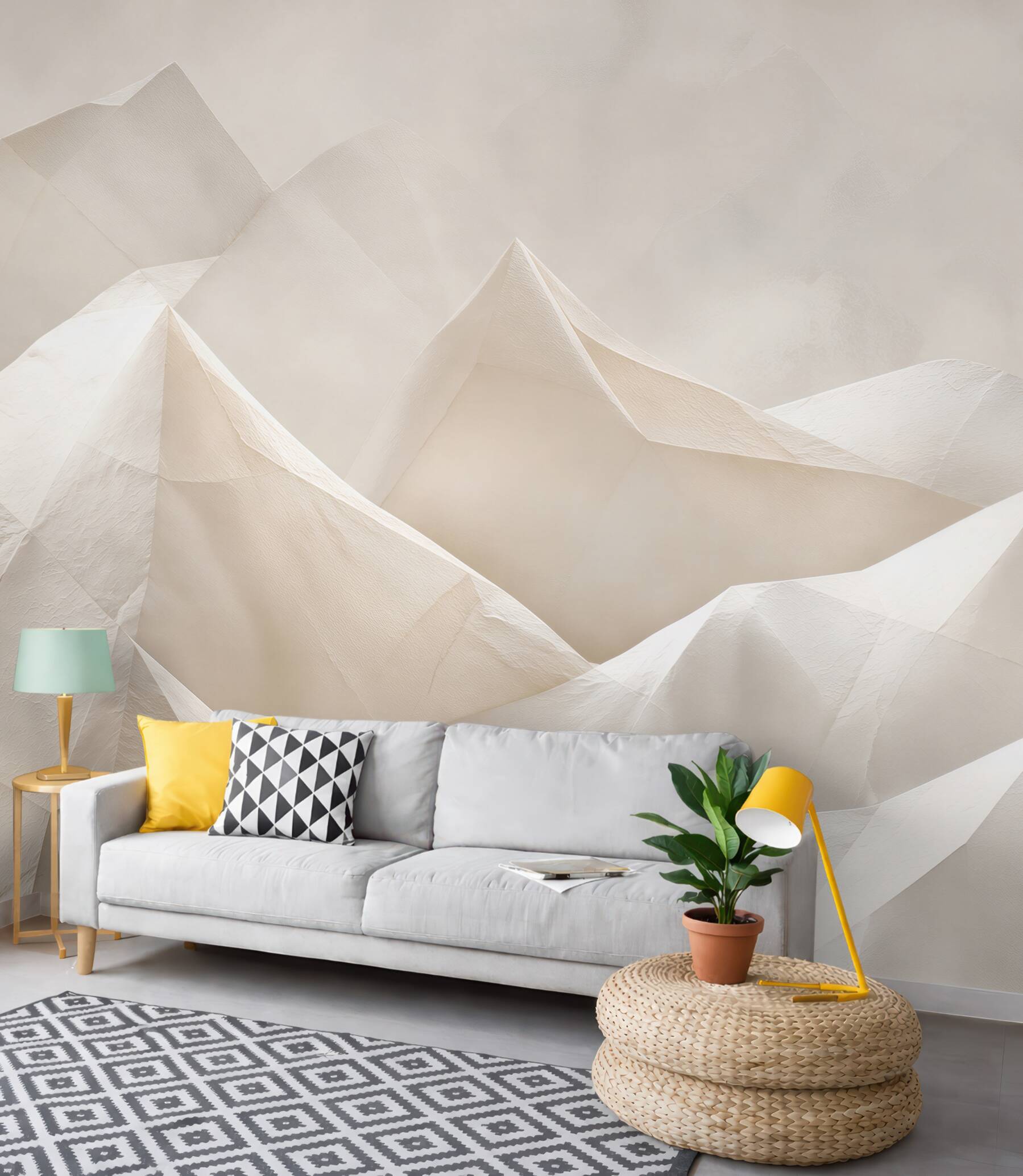 Fototapeta abstrakcyjne góry geometryczne beżowe nowoczesne 3D