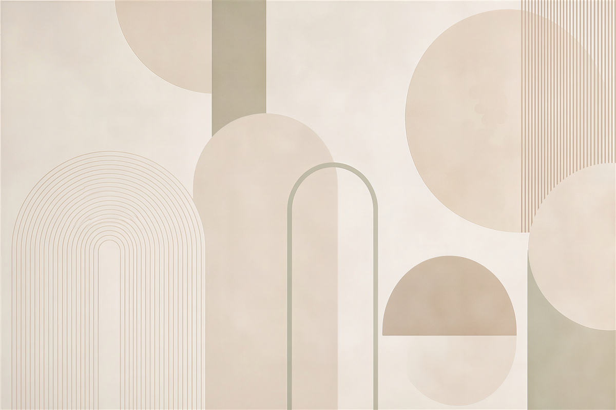Fototapeta geometryczne łuki i koła beżowe nowoczesne minimalistyczne