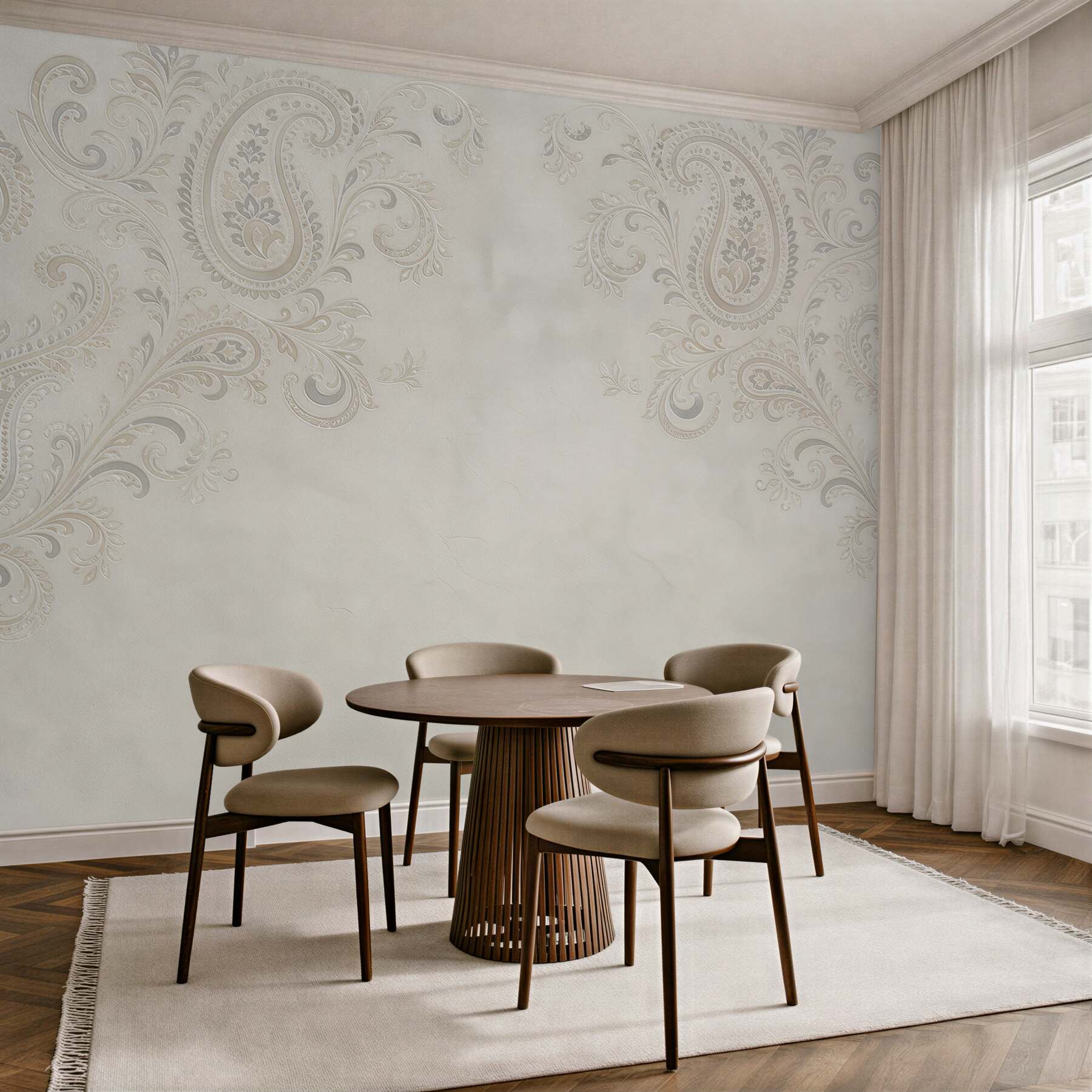 Fototapeta ornament paisley beżowy elegancki wzór klasyczny
