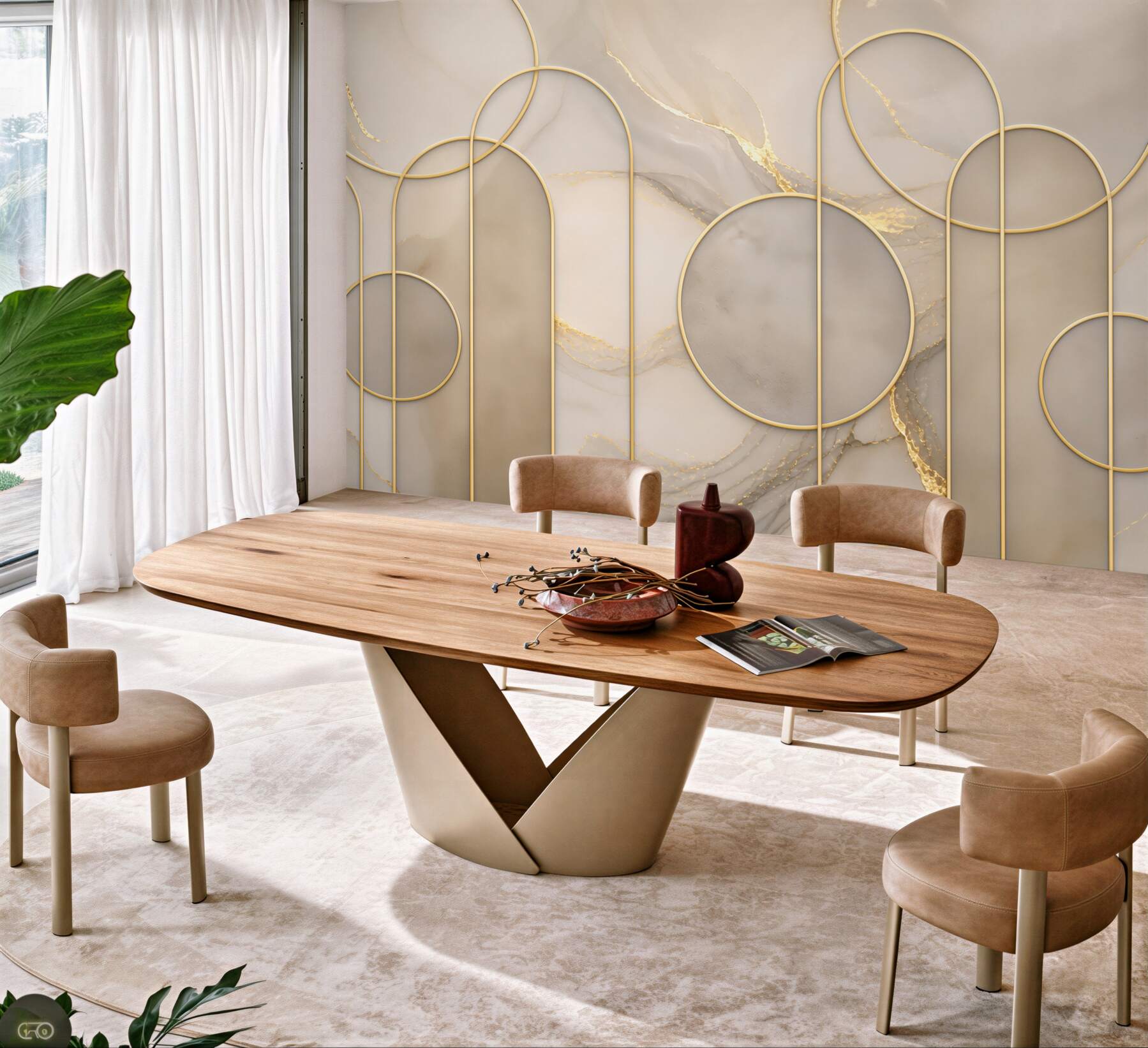 Fototapeta marmur beżowy ze złotymi liniami geometryczna elegancja do salonu