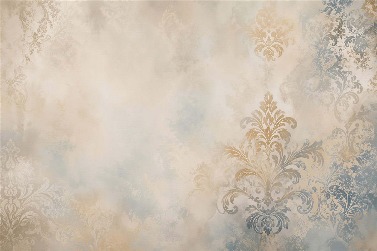 Fototapeta ornament damask beżowo szara elegancka klasyczna