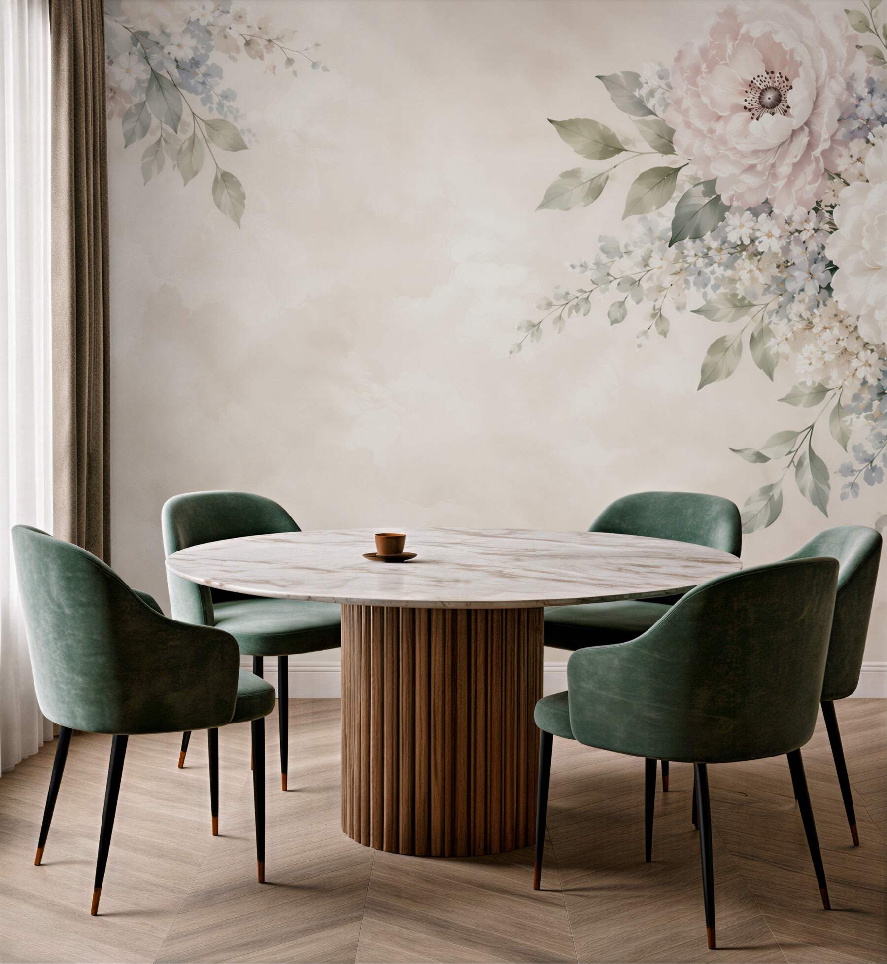 Fototapeta kwiaty peonie i anemony pastelowe eleganckie