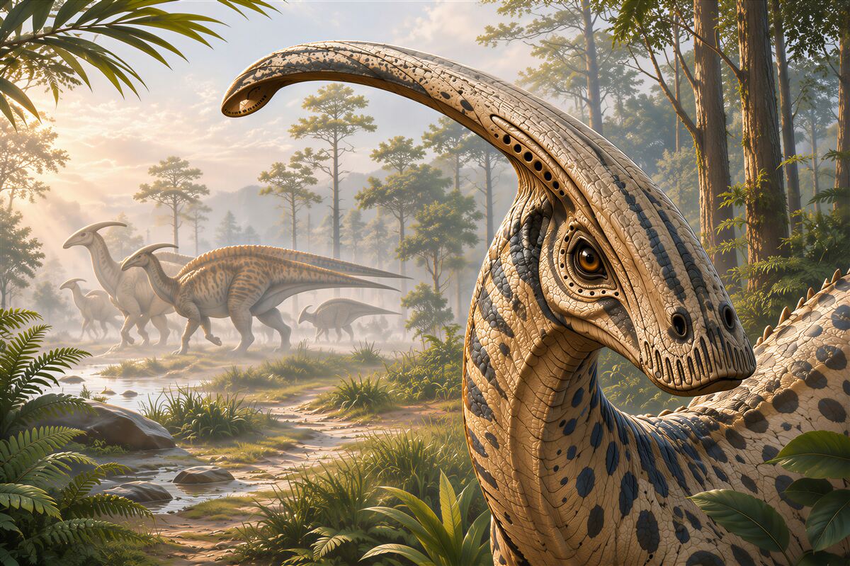 Fototapeta dinozaury w prehistorycznym lesie realistyczna do pokoju dziecka
