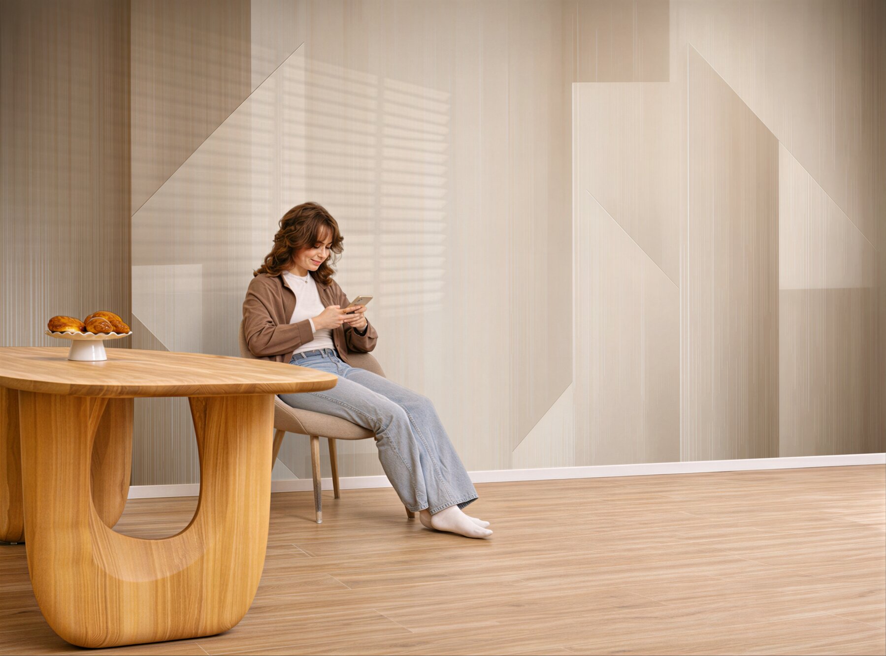 Fototapeta geometryczna abstrakcja beżowa do nowoczesnego wnętrza