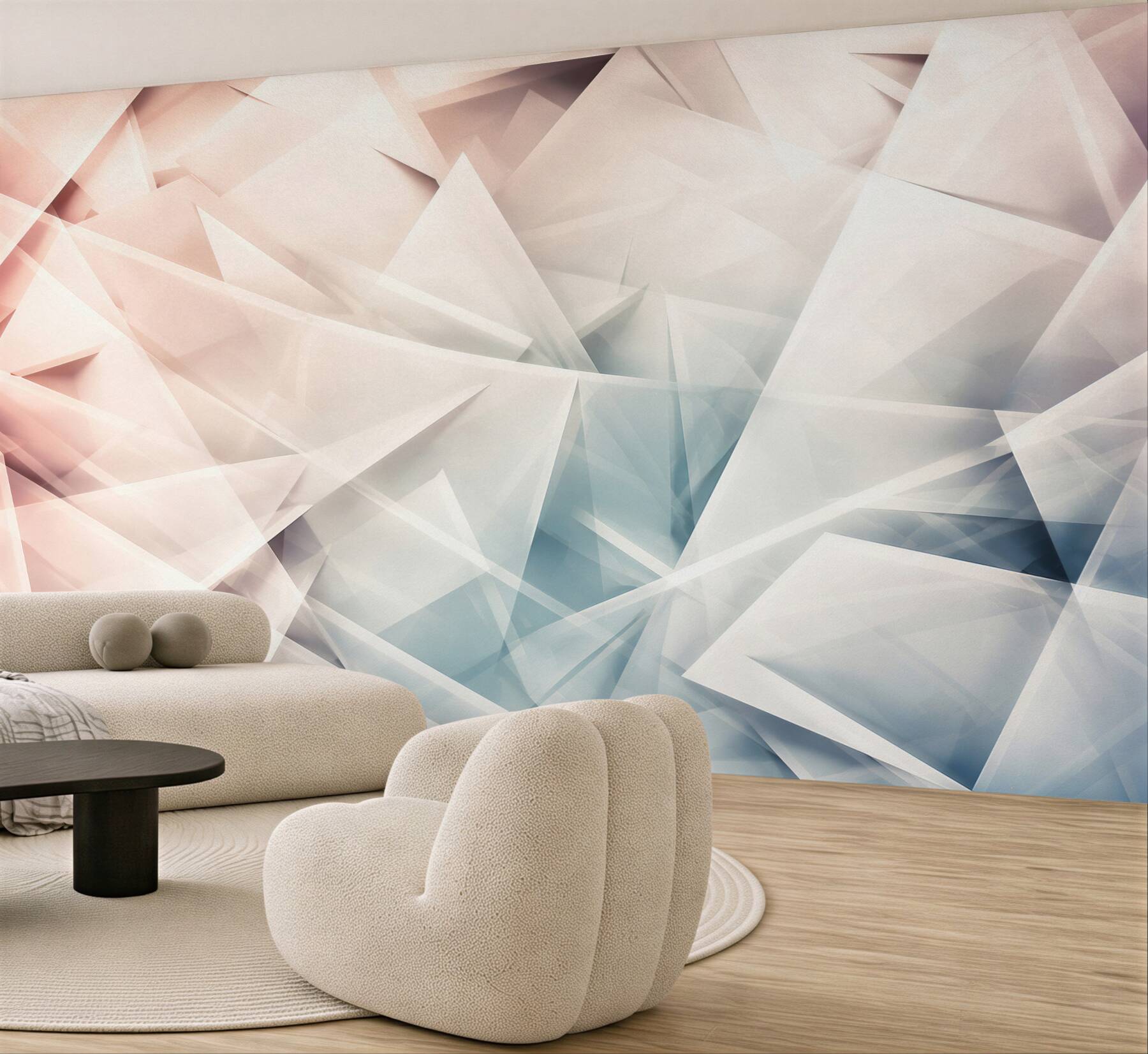 Fototapeta abstrakcyjne geometryczne kryształy pastelowe do nowoczesnego wnętrza