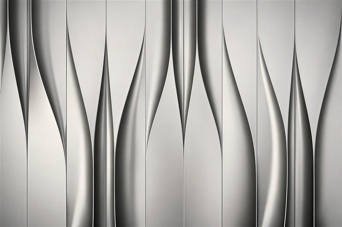 Fototapeta abstrakcyjne srebrne fale 3D nowoczesny wzór geometryczny