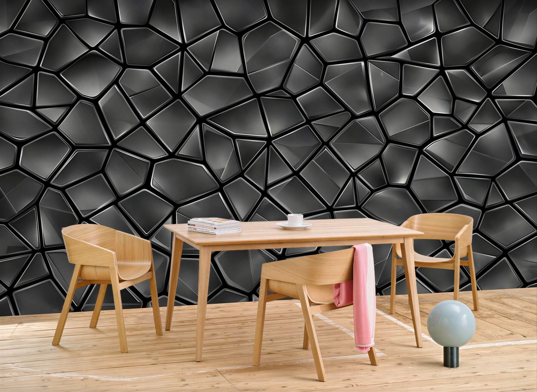 Fototapeta czarna mozaika 3D geometryczna nowoczesna