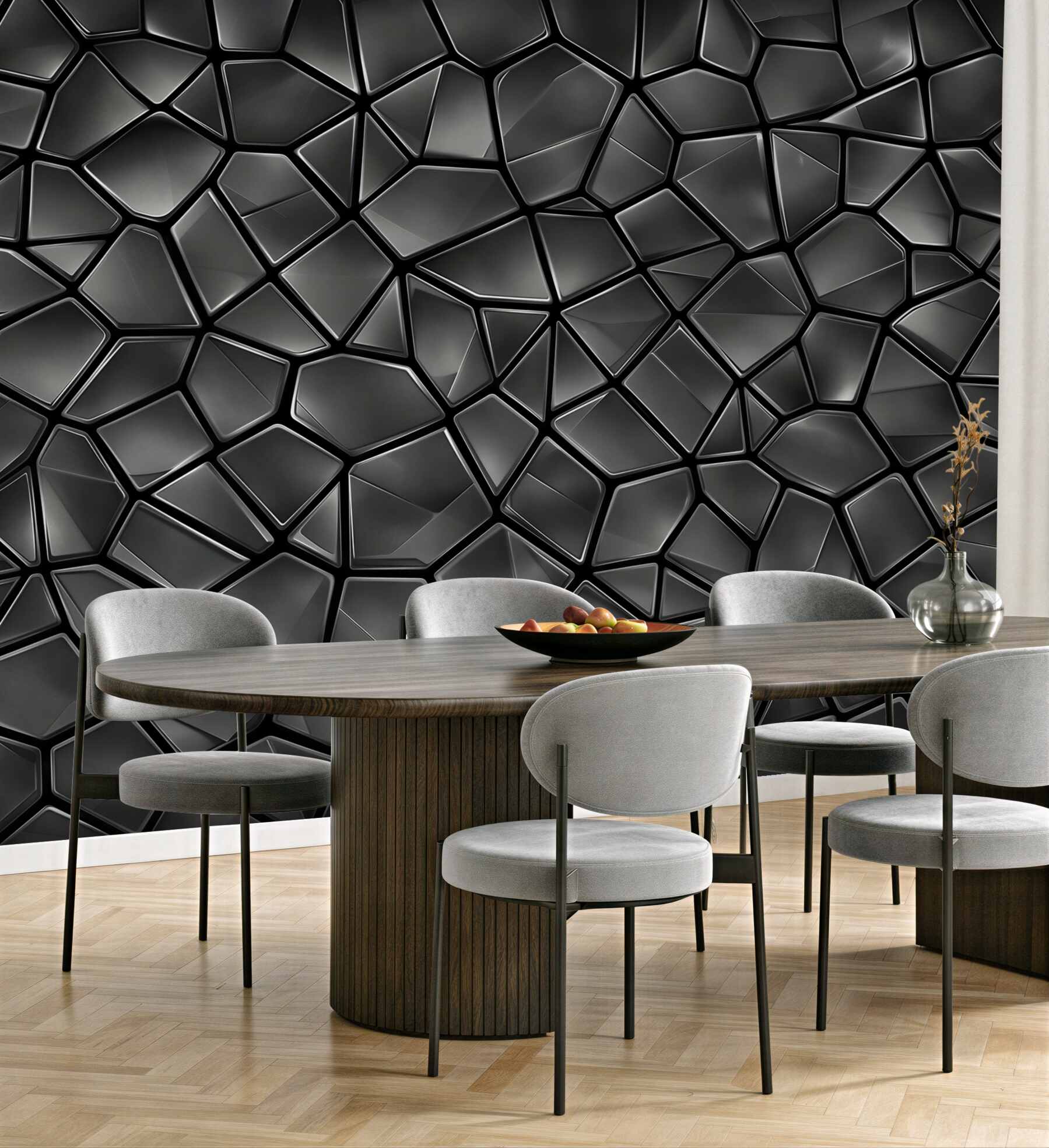 Fototapeta czarna mozaika 3D geometryczna nowoczesna
