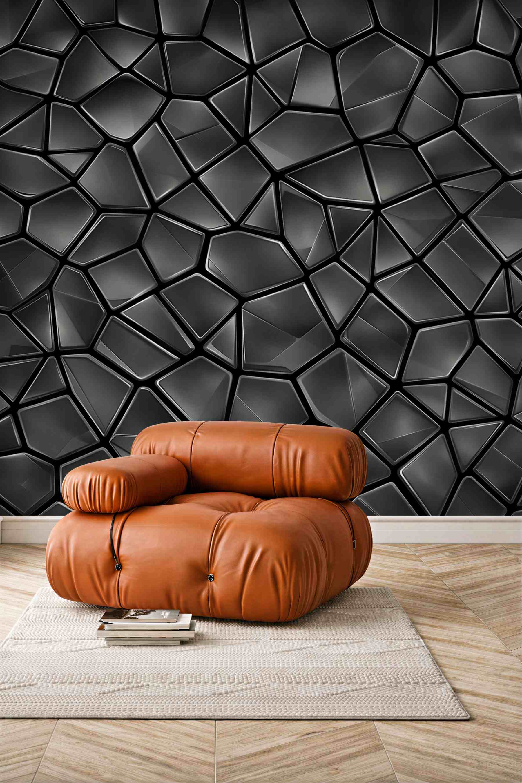 Fototapeta czarna mozaika 3D geometryczna nowoczesna