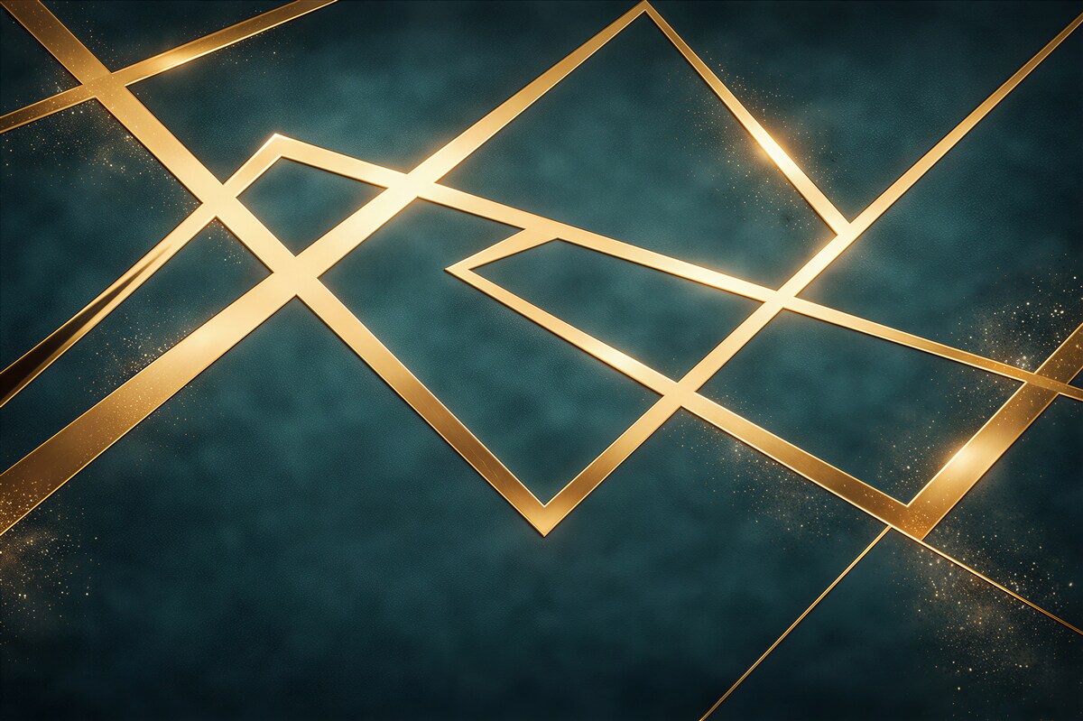 Fototapeta geometryczne złote linie na ciemnozielonym tle nowoczesna