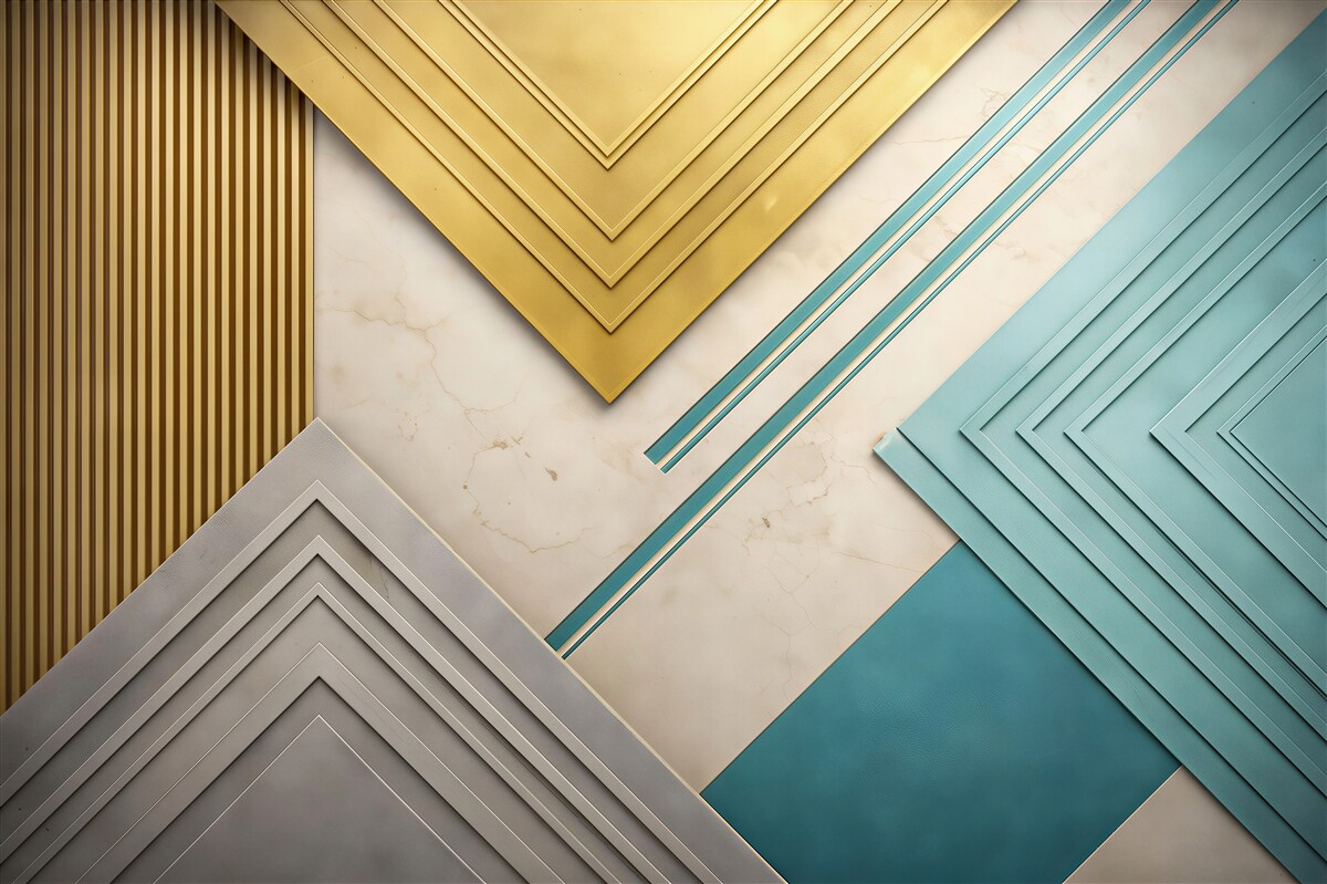 Fototapeta geometryczna złoto turkusowa z marmurem nowoczesna 3D