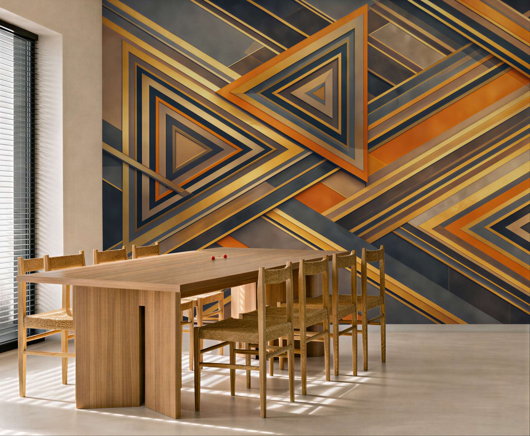 Fototapeta abstrakcyjne trójkąty złoto grafitowe w stylu art deco