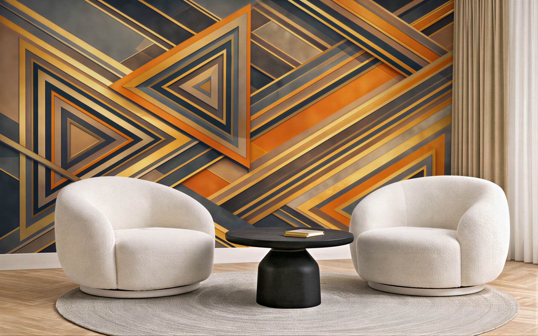 Fototapeta abstrakcyjne trójkąty złoto grafitowe w stylu art deco