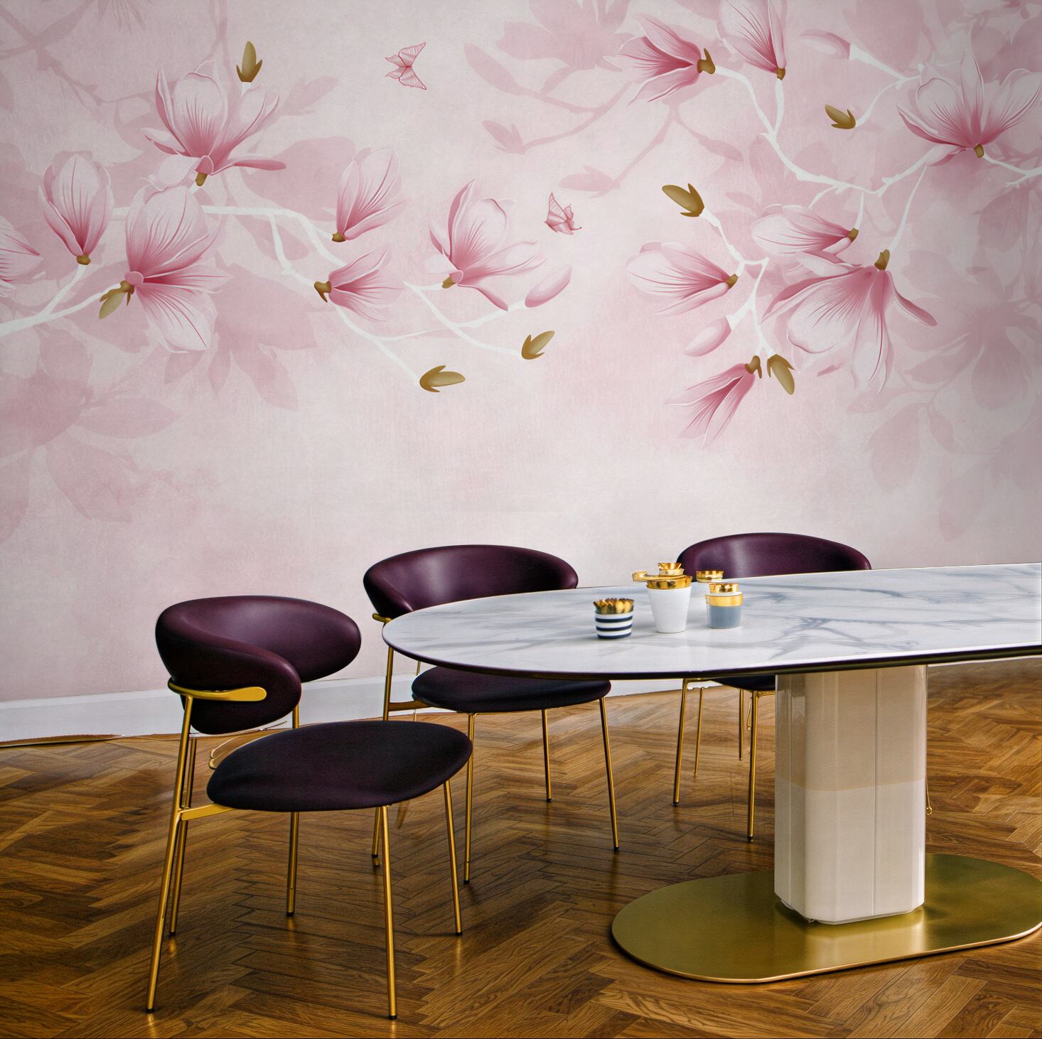 Fototapeta pastelowe magnolie różowe delikatne do sypialni