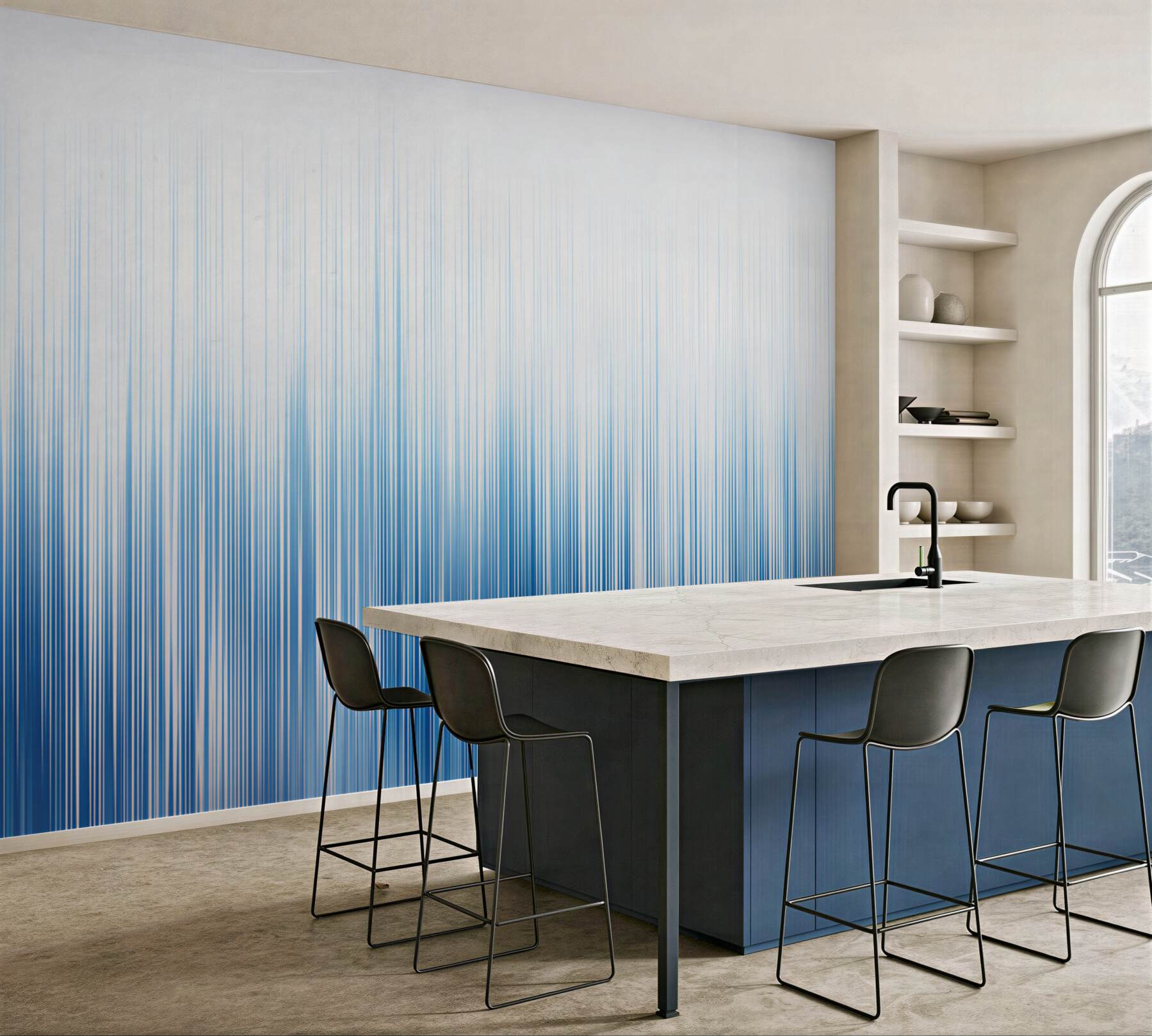 Fototapeta abstrakcyjne pionowe linie niebieski gradient do nowoczesnego wnętrza