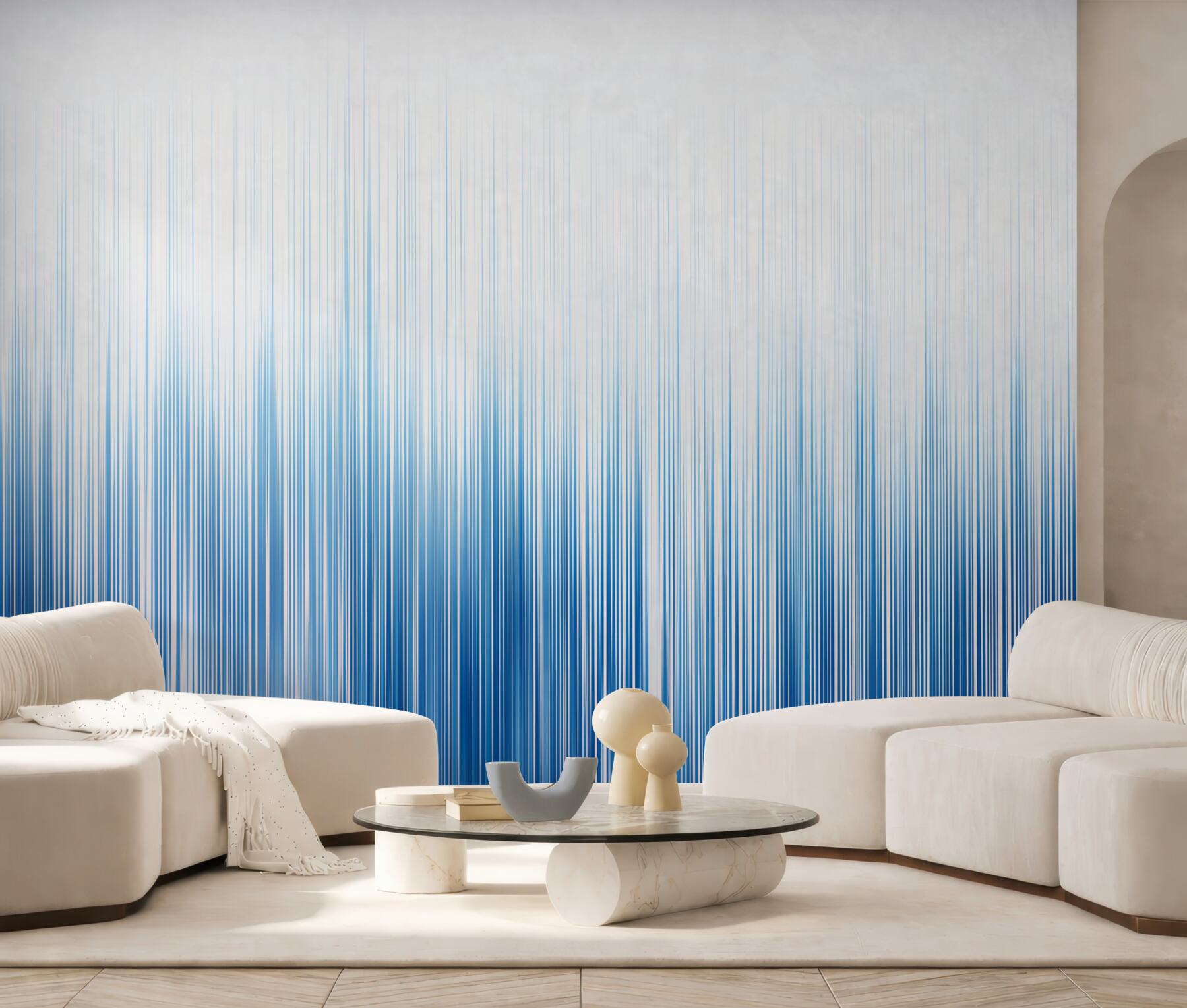 Fototapeta abstrakcyjne pionowe linie niebieski gradient do nowoczesnego wnętrza