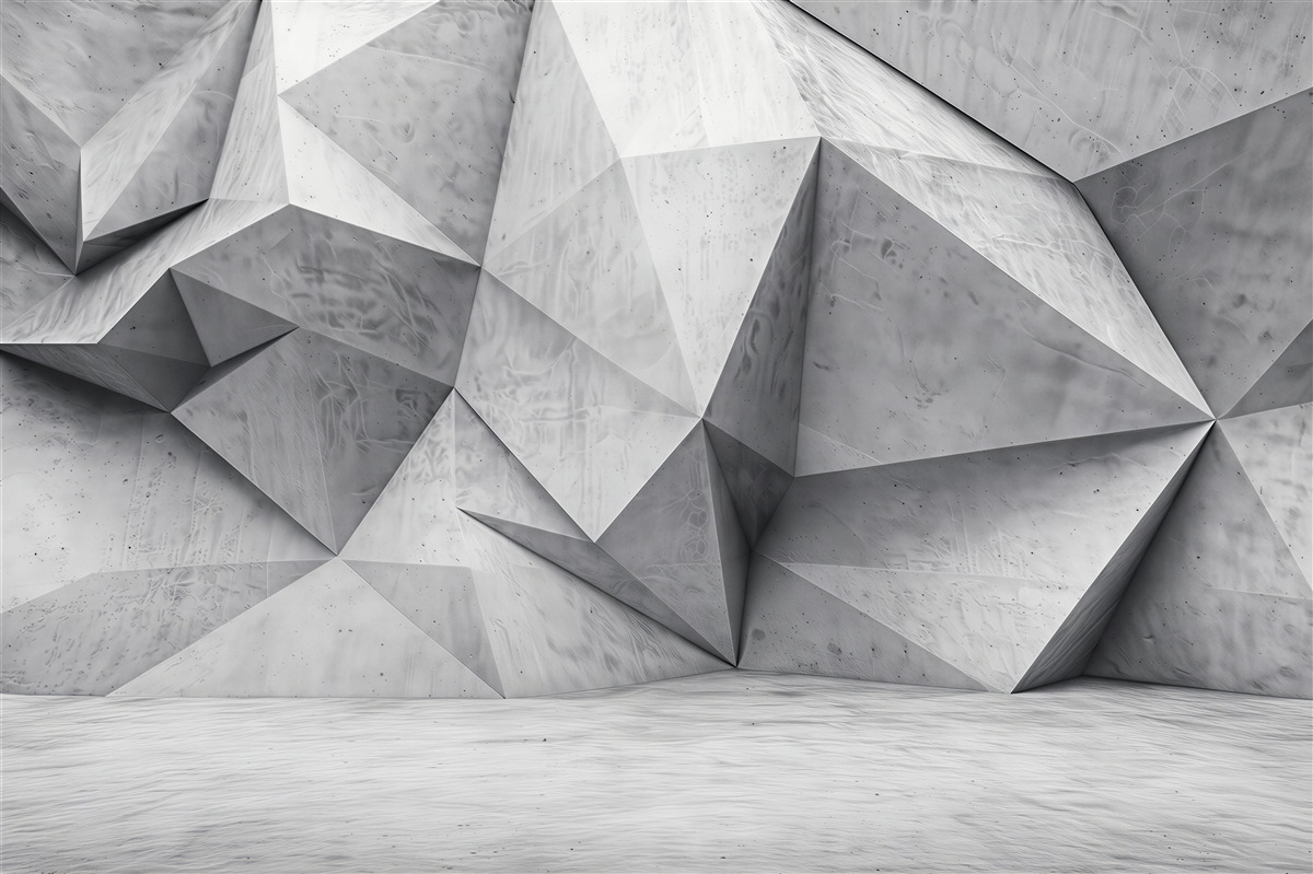 Fototapeta geometryczna ściana 3D szara betonowa nowoczesna abstrakcja