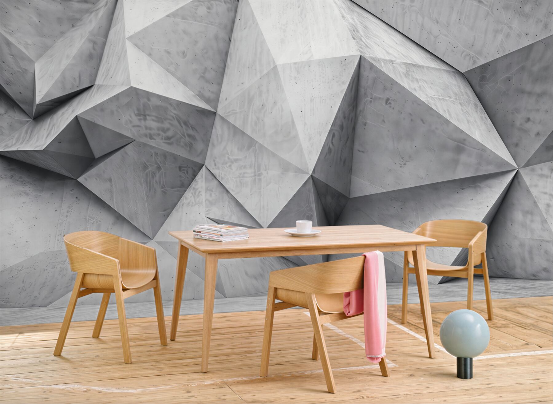 Fototapeta geometryczna ściana 3D szara betonowa nowoczesna abstrakcja
