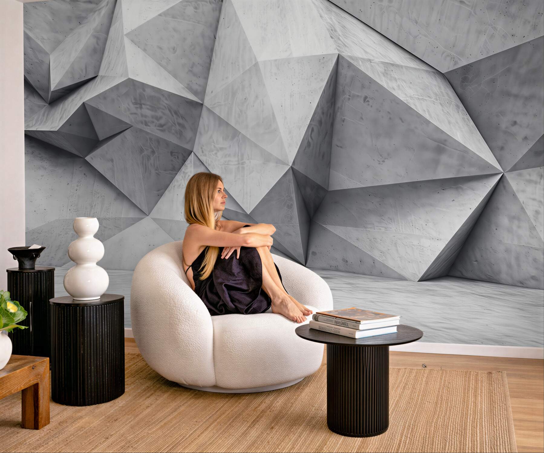 Fototapeta geometryczna ściana 3D szara betonowa nowoczesna abstrakcja