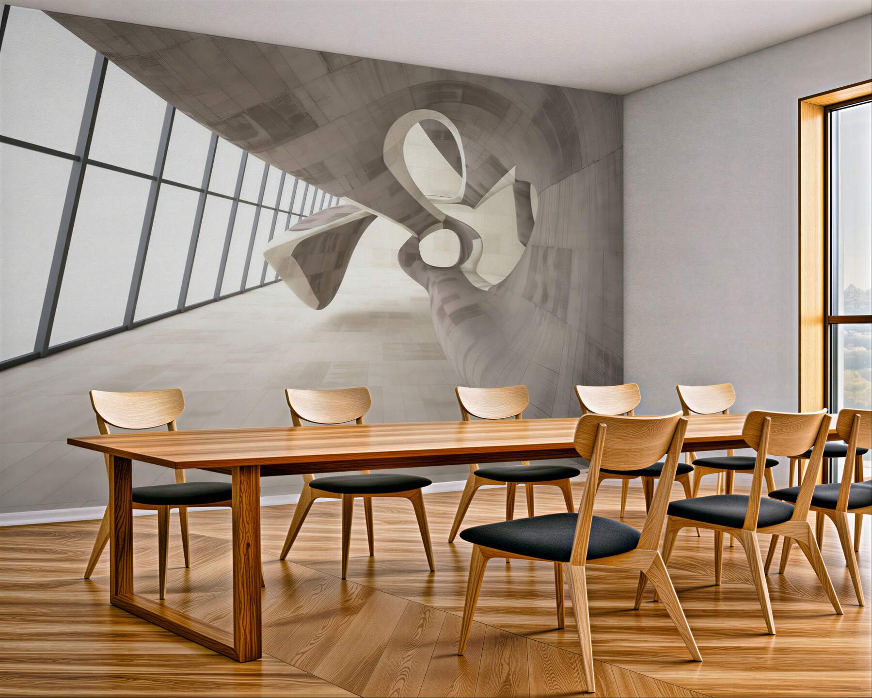 Fototapeta abstrakcyjna architektura 3D beżowa do nowoczesnego wnętrza