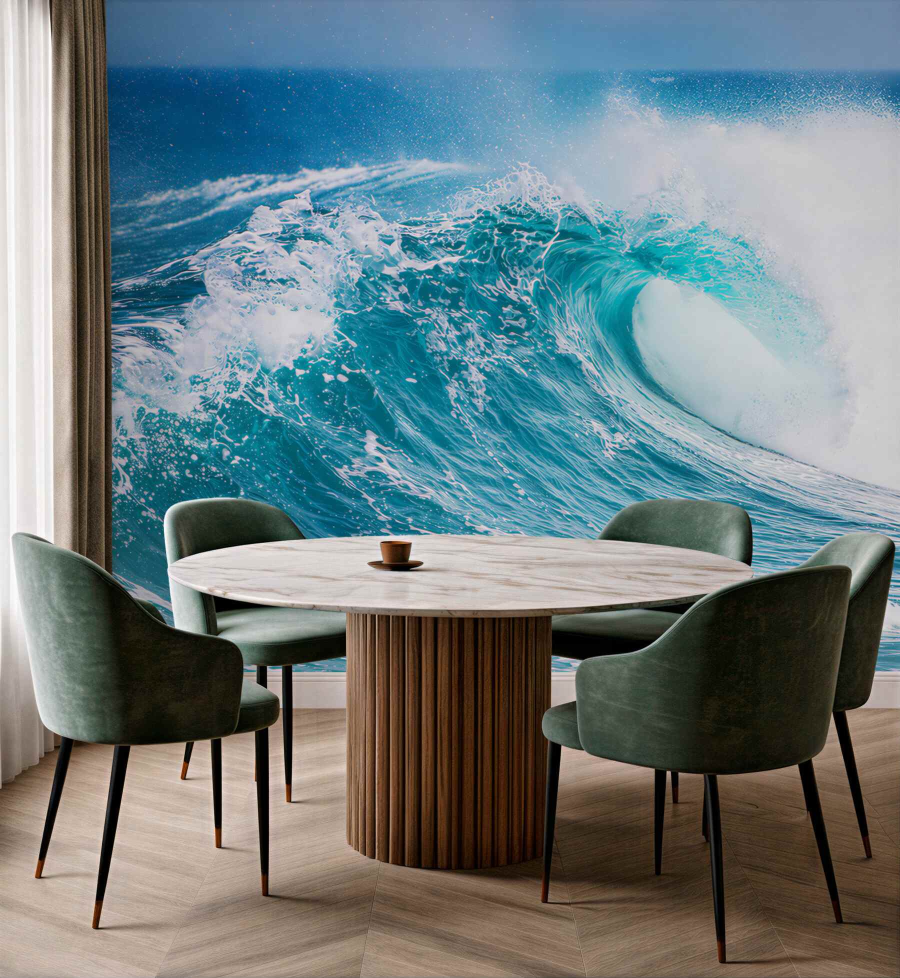 Fototapeta turkusowa fala oceanu dynamiczny morski pejzaż