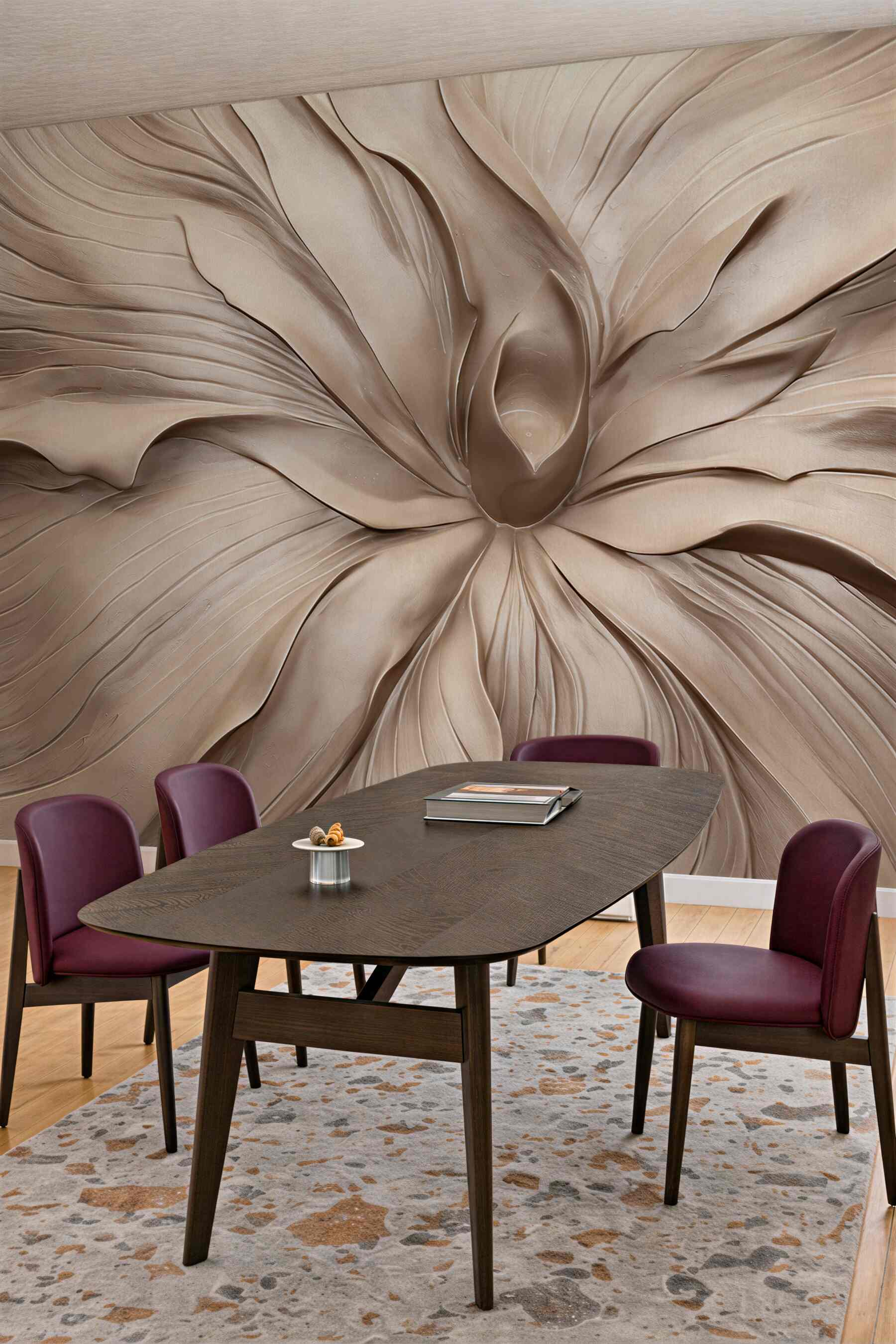 Fototapeta abstrakcyjny kwiat 3D beżowy elegancki do salonu