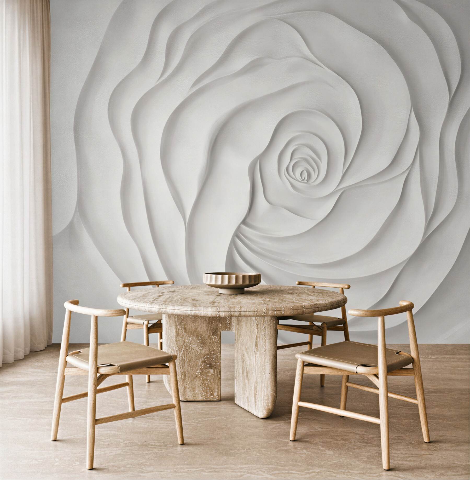 Fototapeta biała róża 3D elegancka minimalistyczna