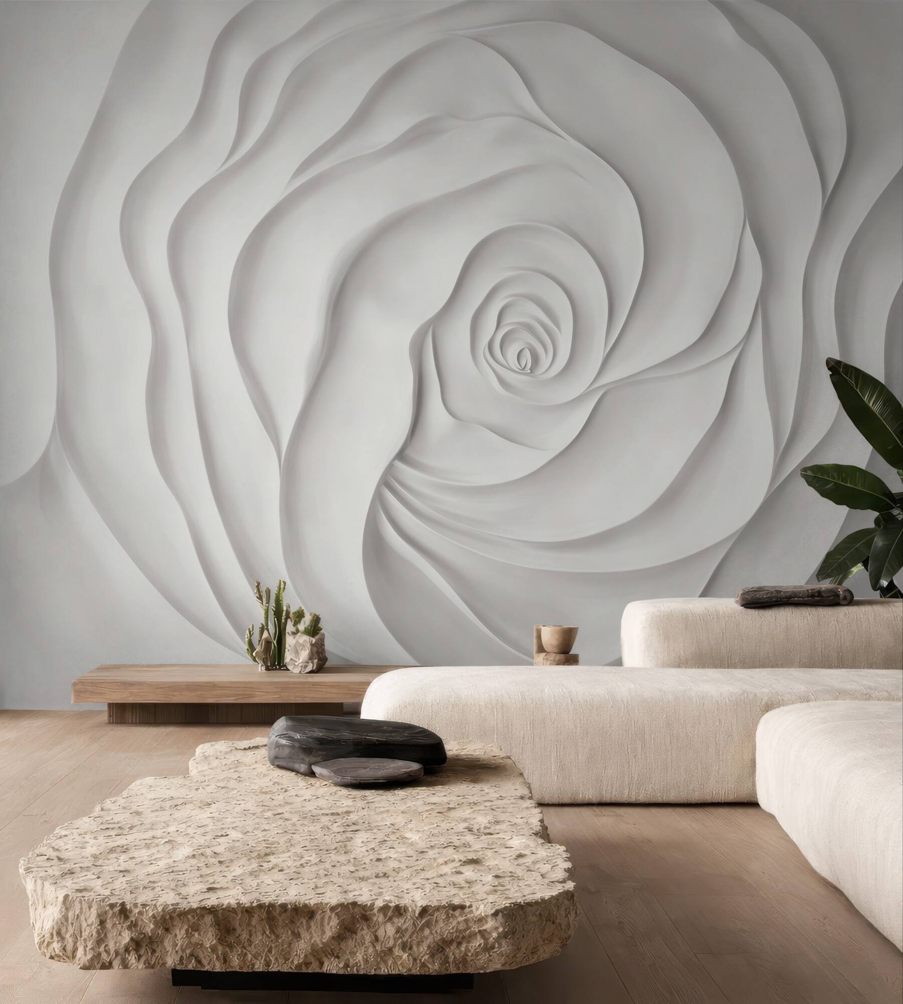 Fototapeta biała róża 3D elegancka minimalistyczna