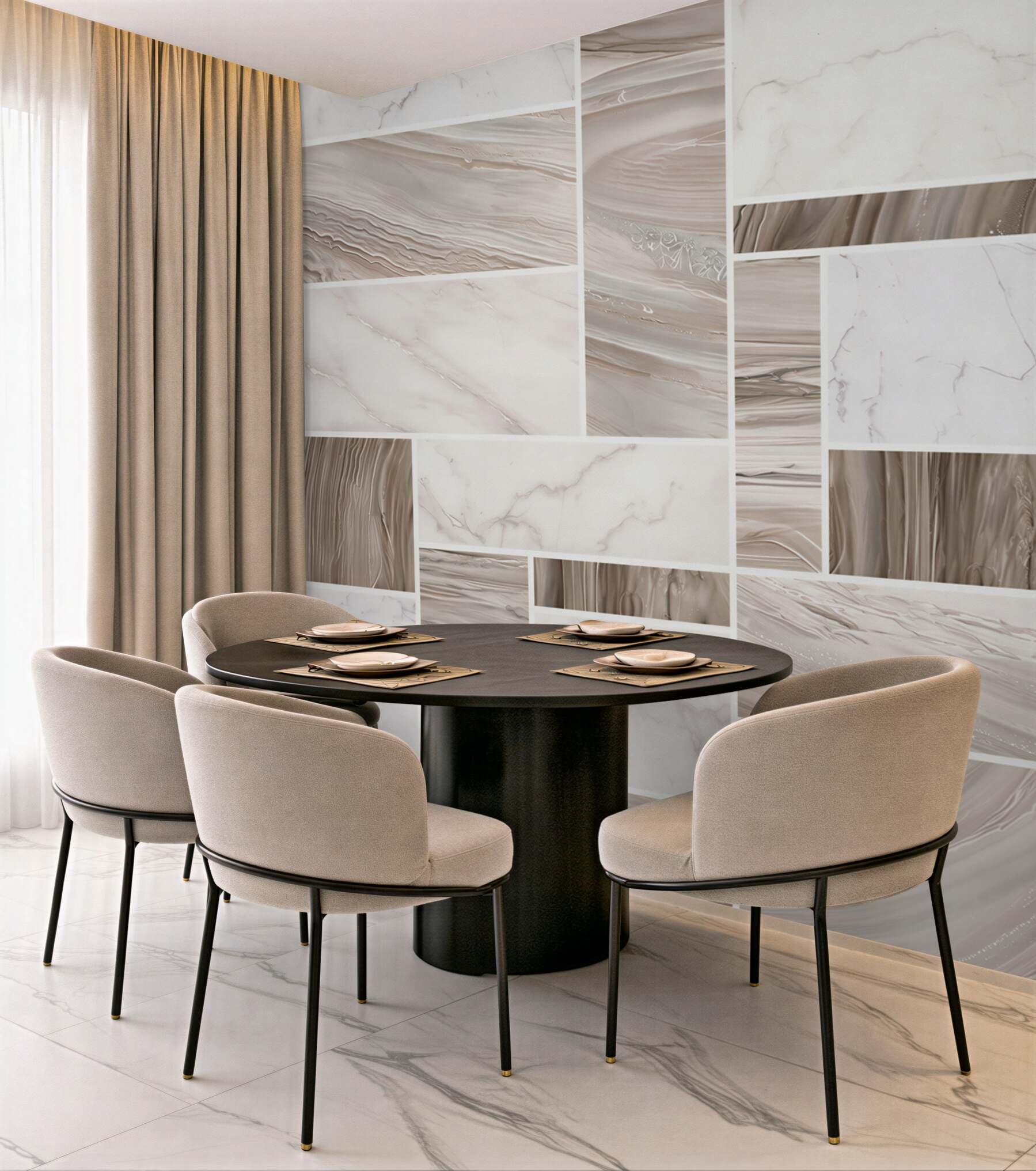 Fototapeta marmur beżowy patchwork nowoczesny elegancki