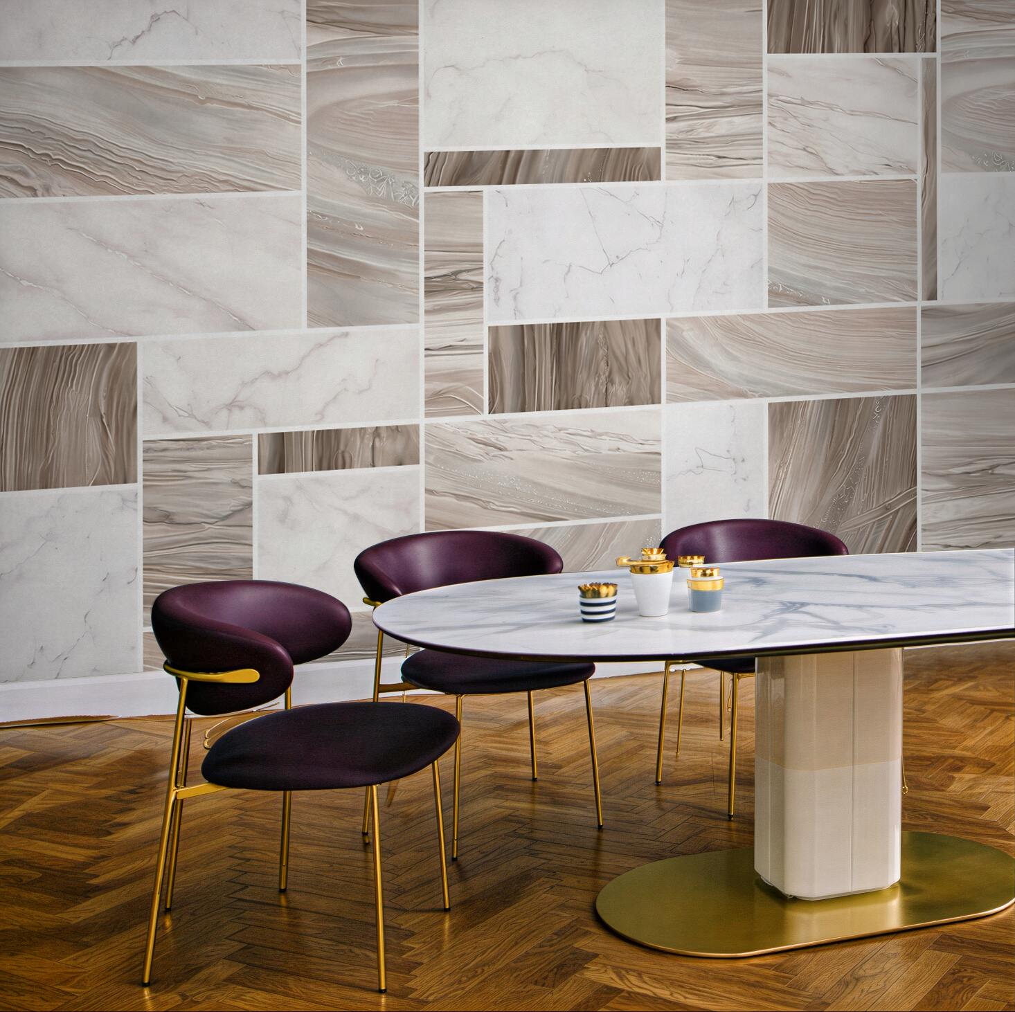 Fototapeta marmur beżowy patchwork nowoczesny elegancki